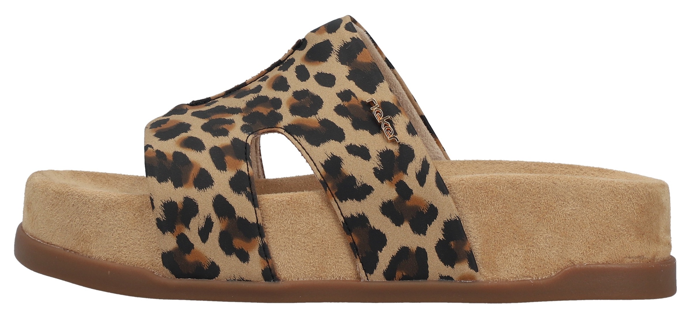 Rieker Pantolette  Sommerschuh, Strandschuh, Urlaubsschuh in Leo-Optik