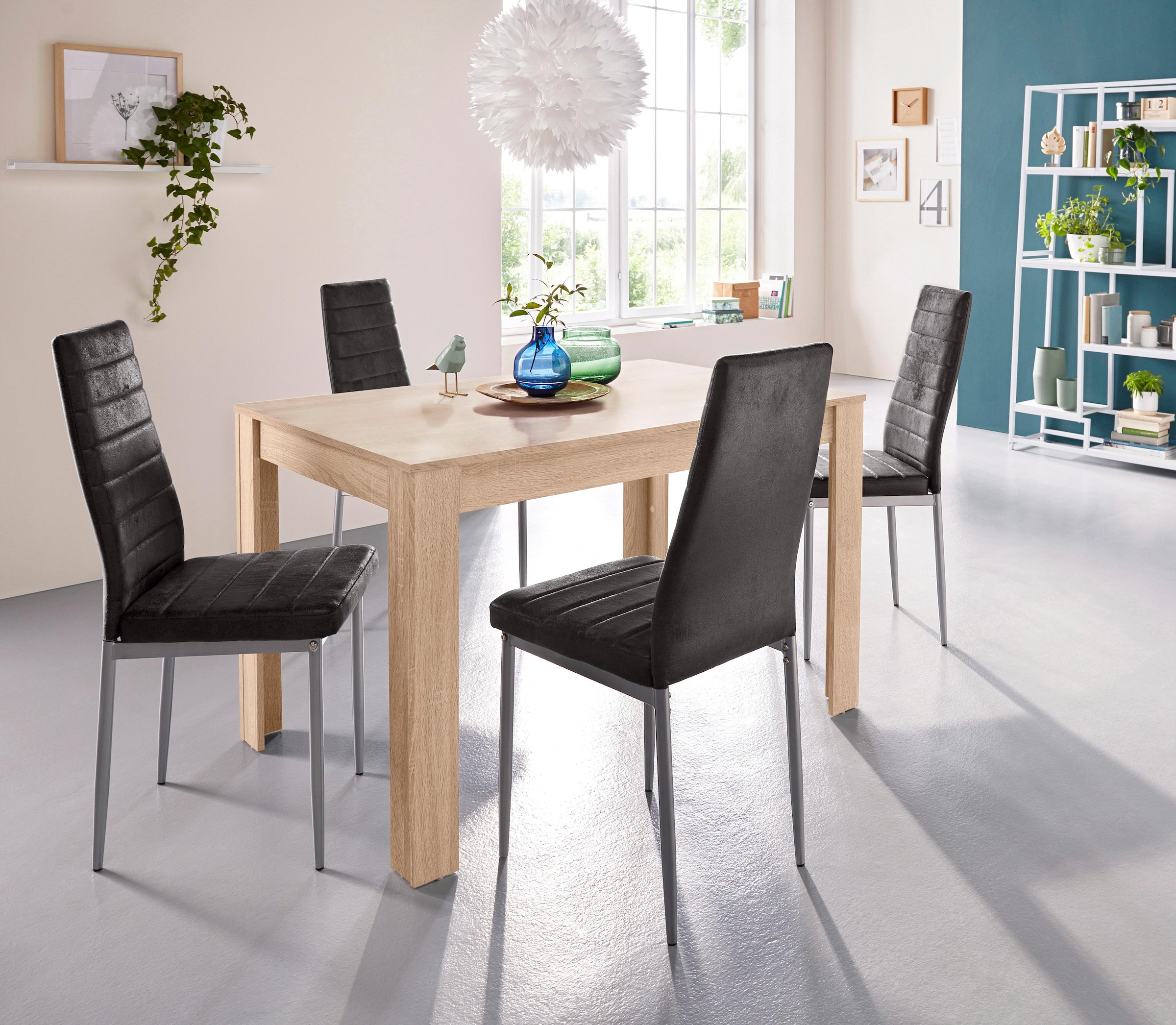 INOSIGN Essgruppe "mit Tisch und 4 Stühlen", (Set, 5 tlg.), Tischbreite 120 cm Esszimmer Set, Tischgruppe