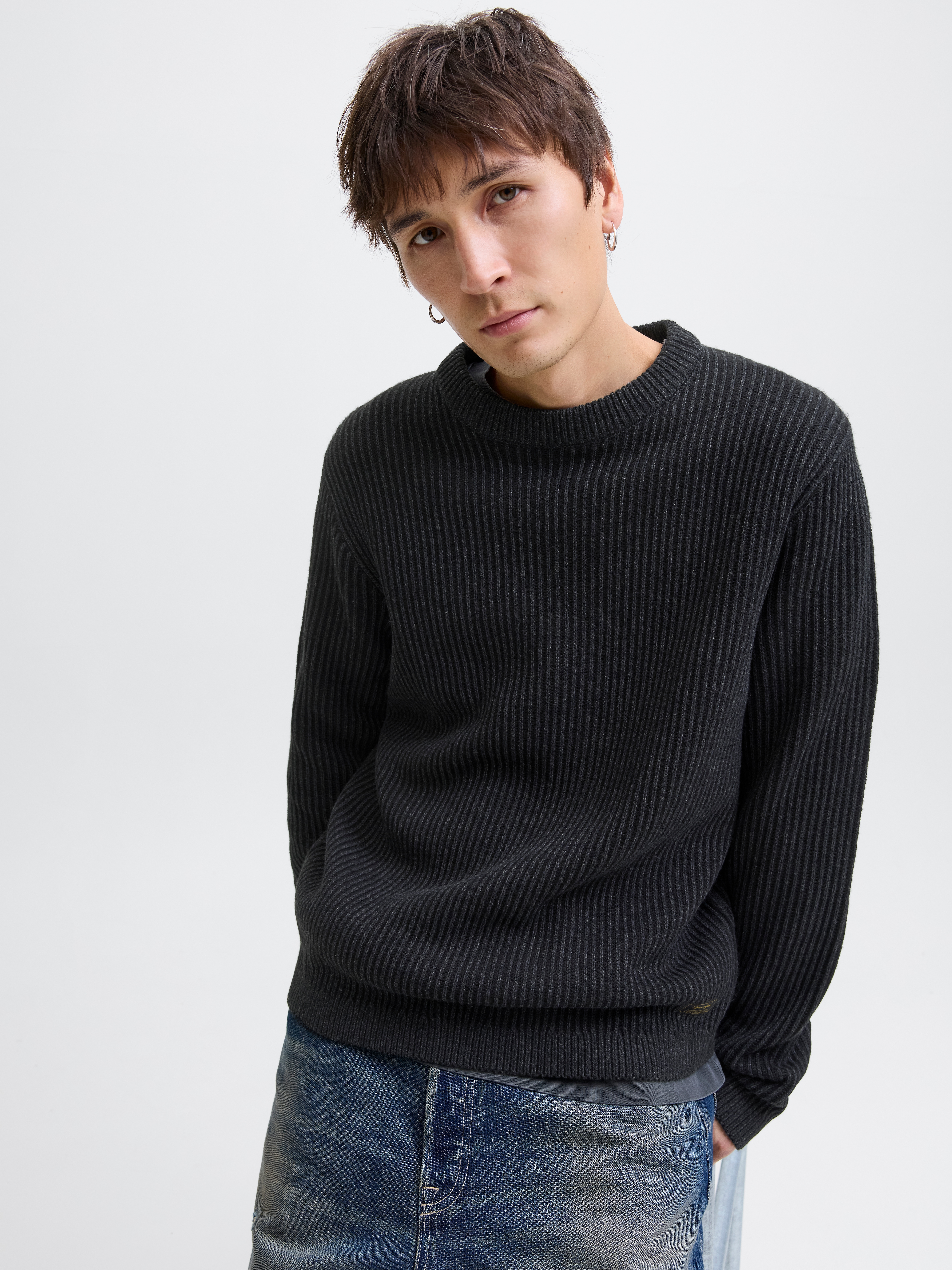 Jack & Jones Rundhalspullover "JJEDOVER KNIT CREW NECK SN" Baumwollmischung, regular fit