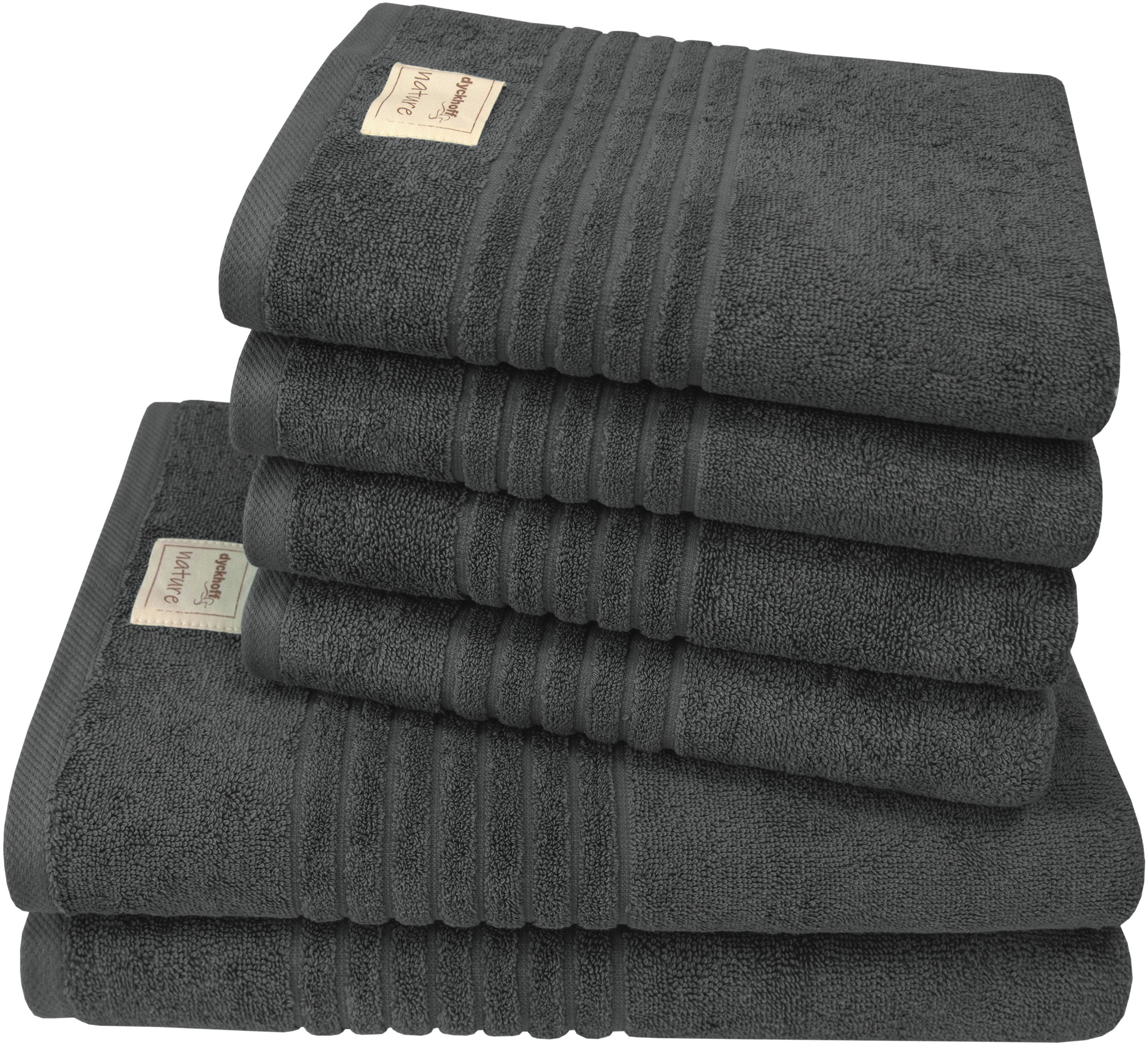 Dyckhoff Handtuch Set "Nature" Set 6 Stk. Frottier 6er Set: 4x Handtücher, je 50 x 100 cm & 2x Badetuch 70 x 140 cm