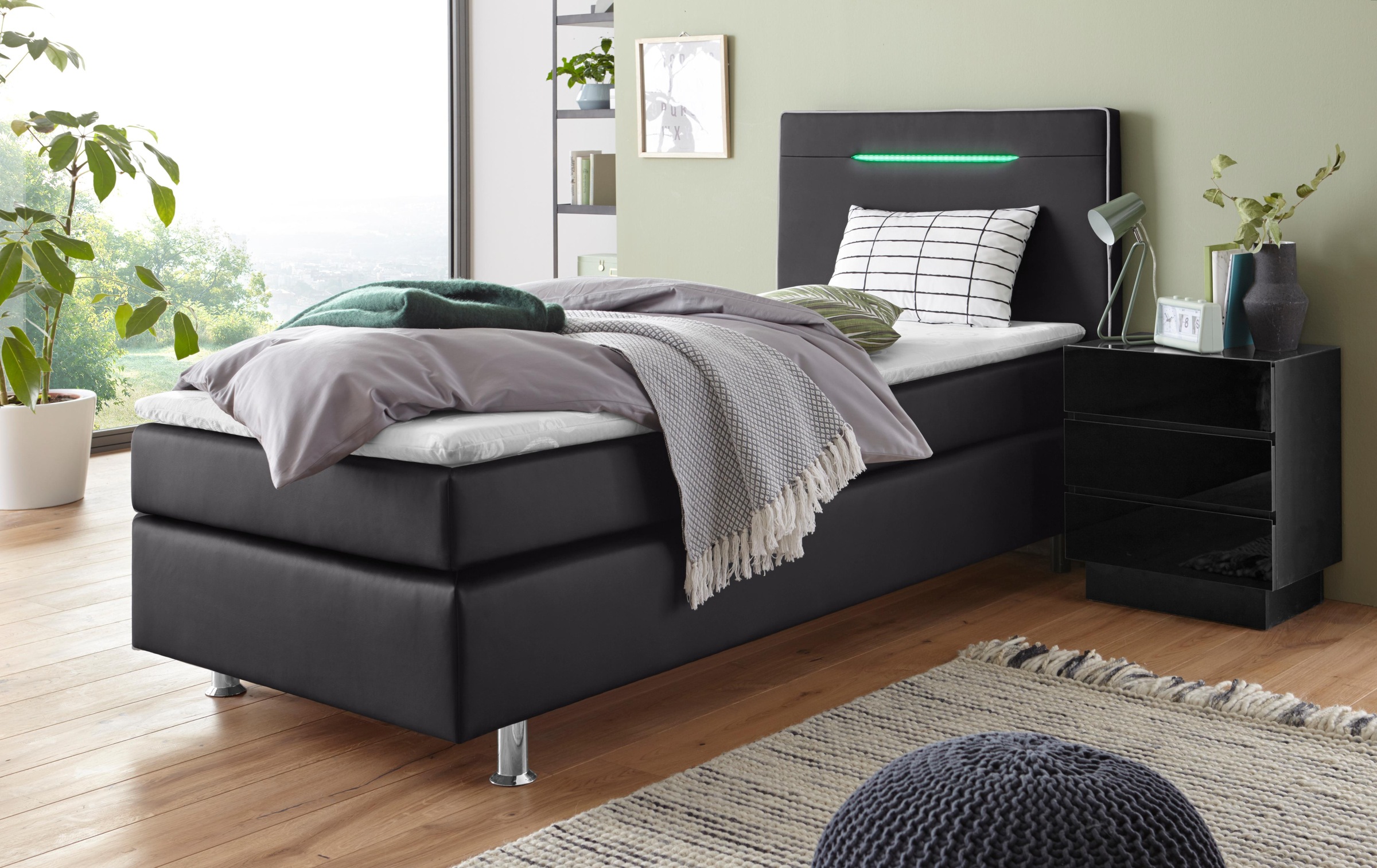 COLLECTION AB Boxspringbett "London, inklusive Topper und Kissen, mit LED-B günstig online kaufen
