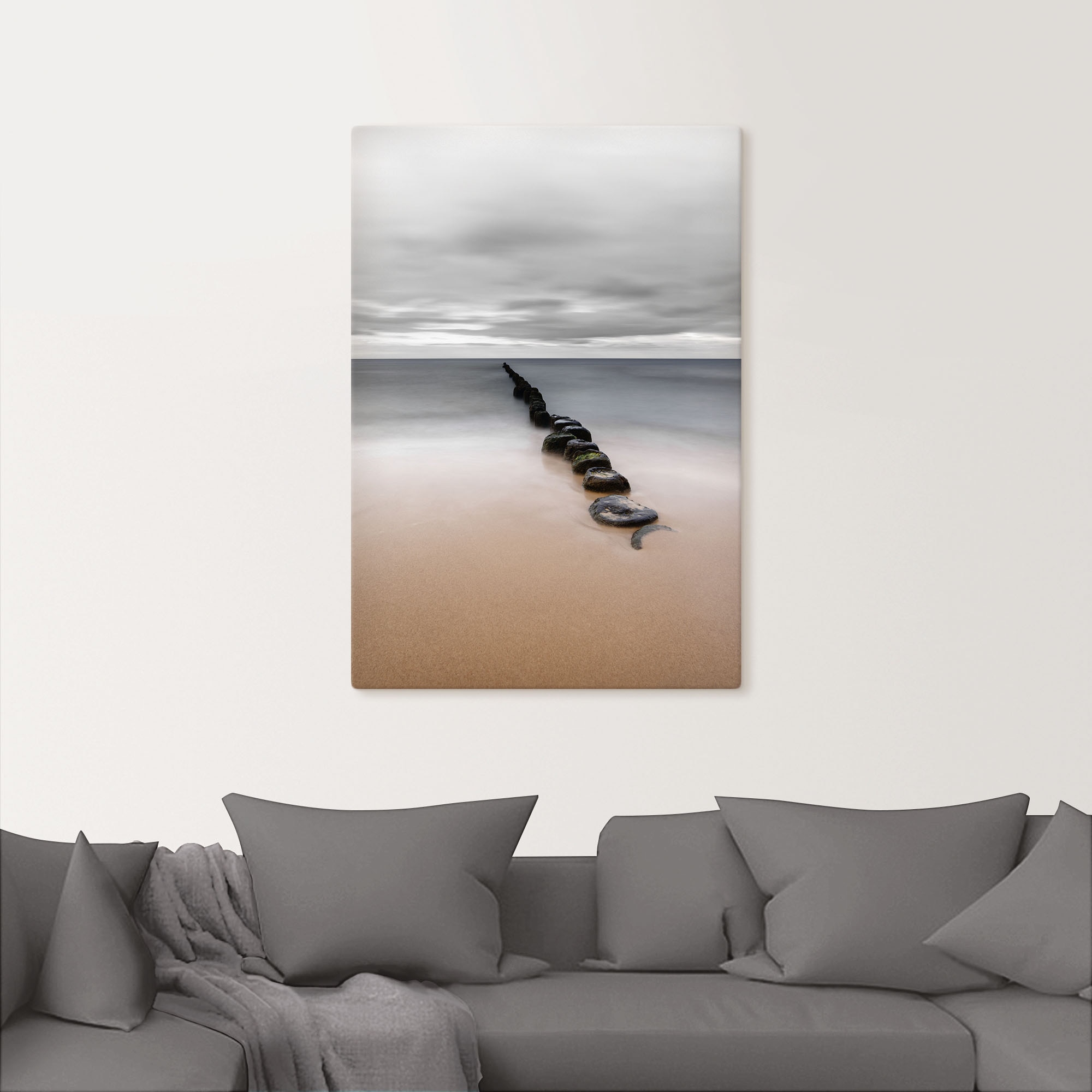 Artland Wandbild »Stille Küste Buhnenreihe am Ostseestrand«, Strandbilder, (1 St.), als Leinwandbild, Poster in verschied. Größen