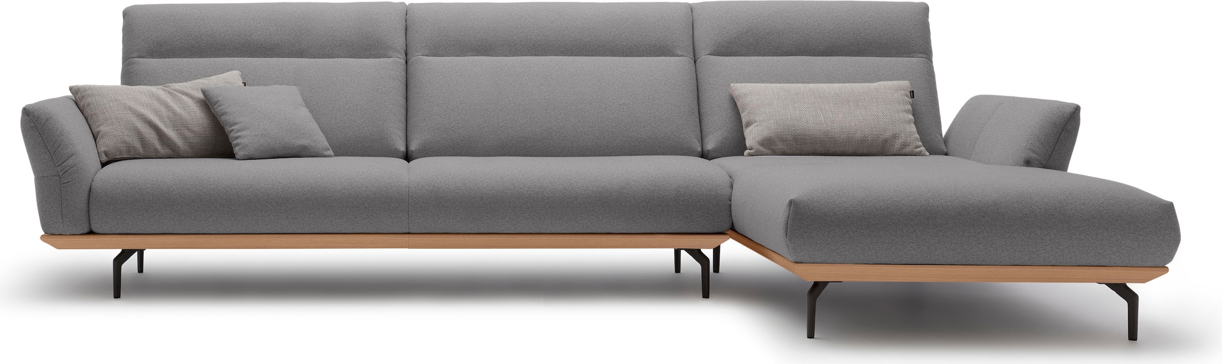 Creation BY ROLF BENZ Ecksofa "CR.460, Design-Sofa der Extraklasse, verstellbare Rückenlehne, L-Form" Sockel in Eiche, Winkelfüße in Umbragrau, Breite 338 cm