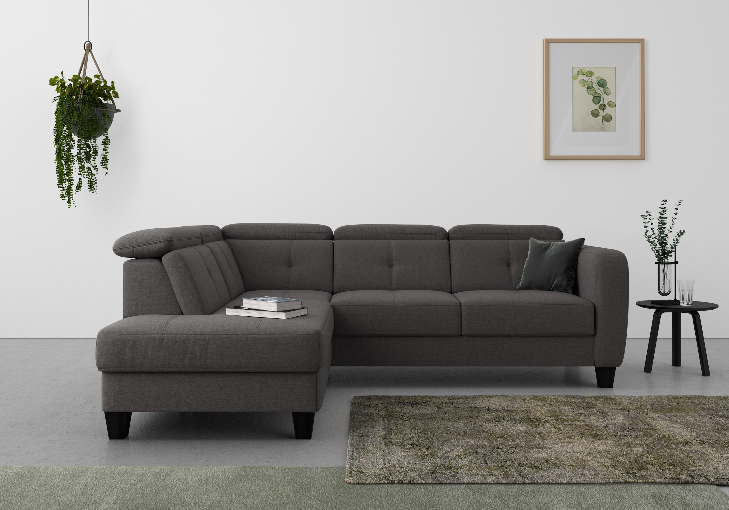 sit&more Ecksofa "Belluci L-Form" inklusive Federkern, wahlweise mit Schlaffunktion und Bettkasten