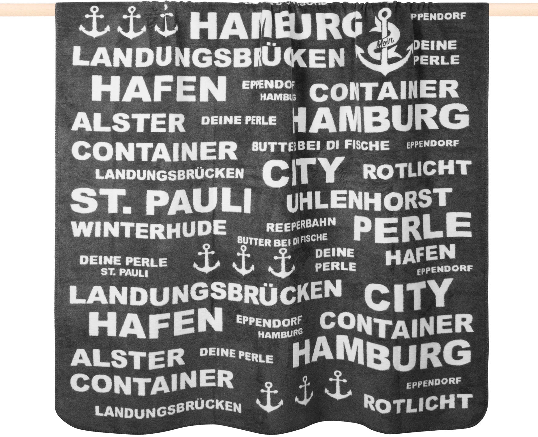 PAD Wohndecke "TYPO HAMBURG" Made in Europe, Wendefunktion, mit Schriftzug, günstig online kaufen