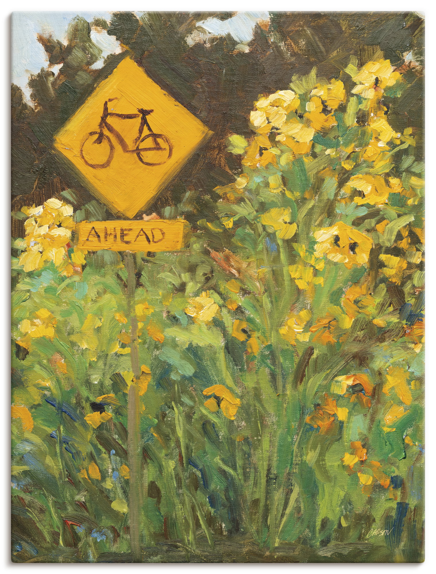 Artland Wandbild "Bicycle Crossing" Blumenwiese 1 Stk. tlg. als Alubild, Leinwandbild, Poster, Wandaufkleber in verschied. Größen
