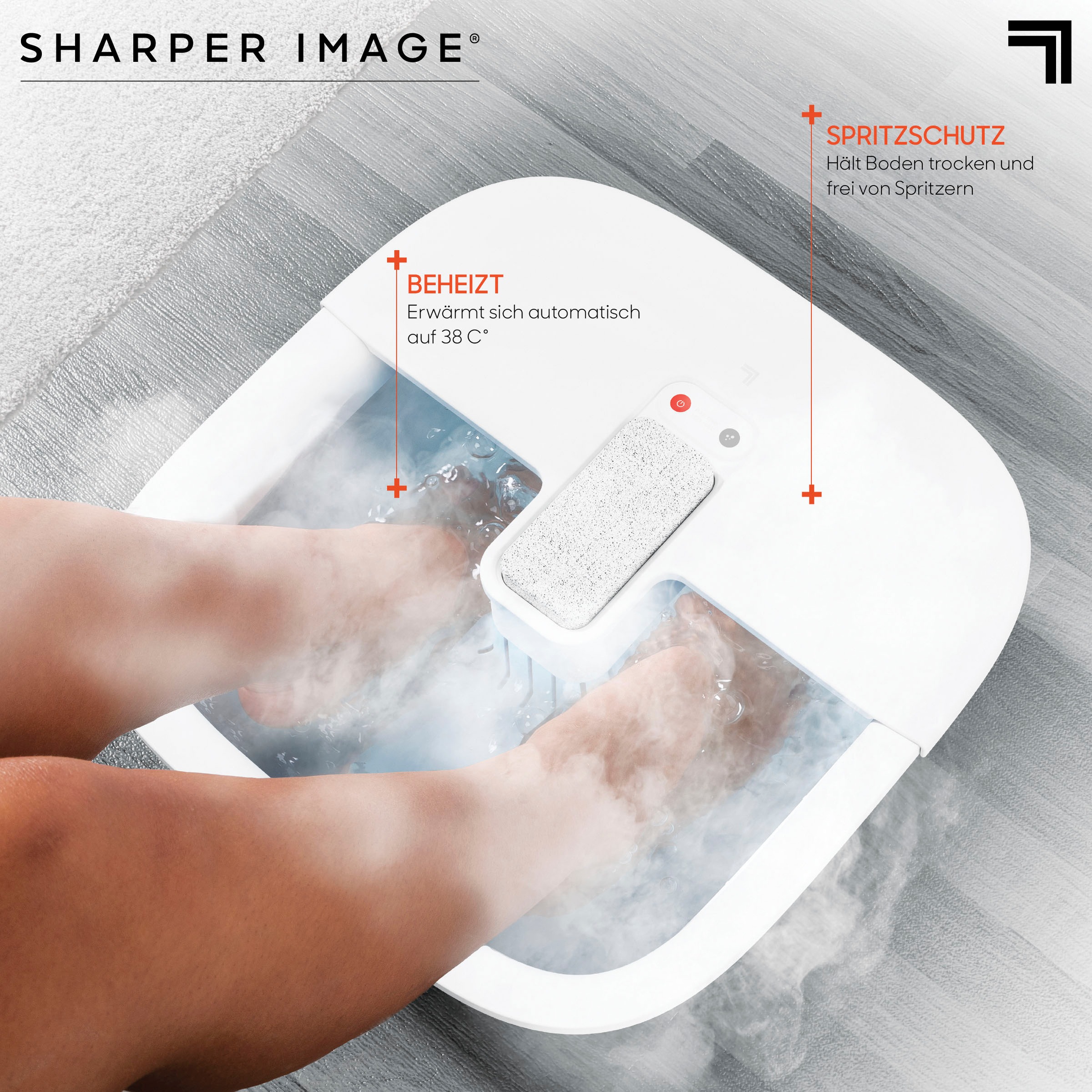 Sharper Image Fußbad »Elektrisch Beheizbare Fußbadewanne SOOTHE«, mit Sprudelfunktion- & Spritzschutz