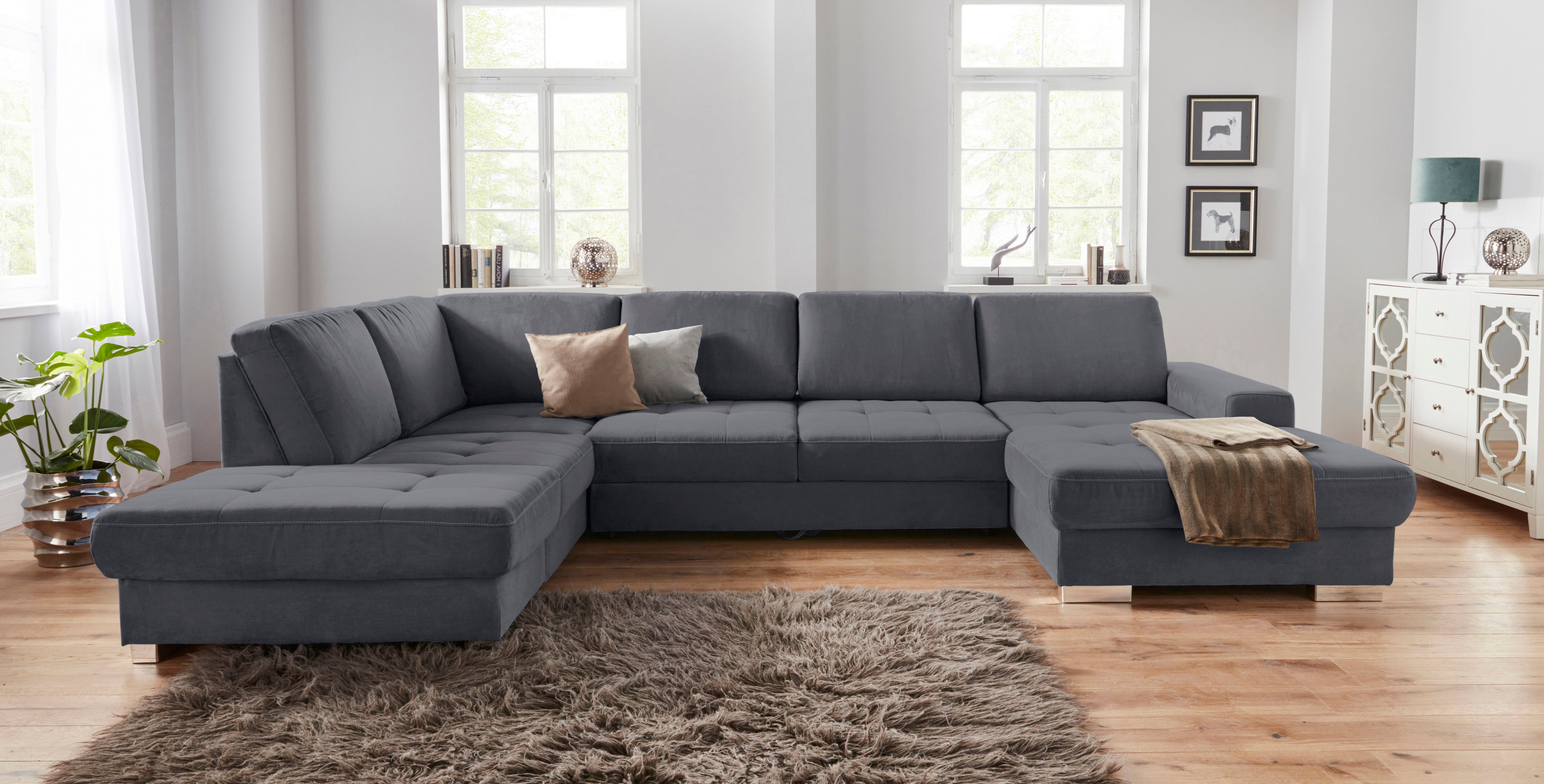 sit&more Wohnlandschaft "Santorini U-Form" mit Federkern und Sitztiefenverstellung, wahlweise mit Schlaffunktion