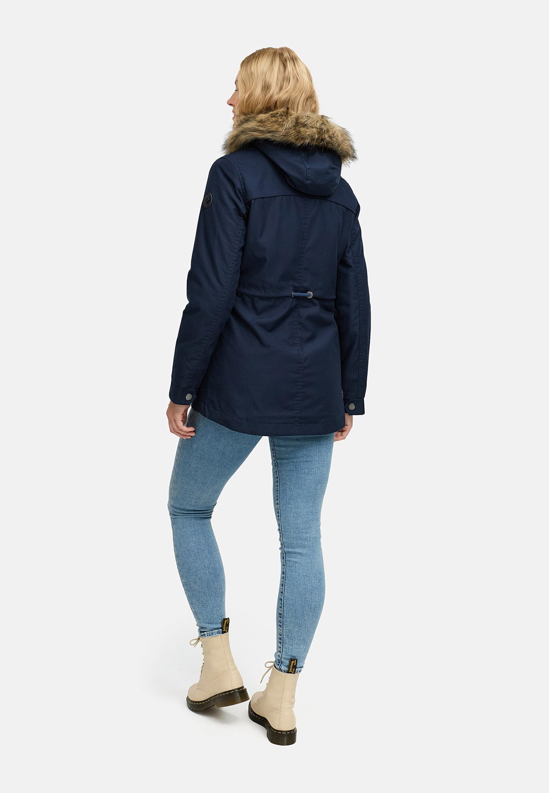 Ragwear Winterjacke »Tawny Short YOUMODO«, mit Kapuze, Warme Jacke mit großer Kapuze und Kunstfellkragen