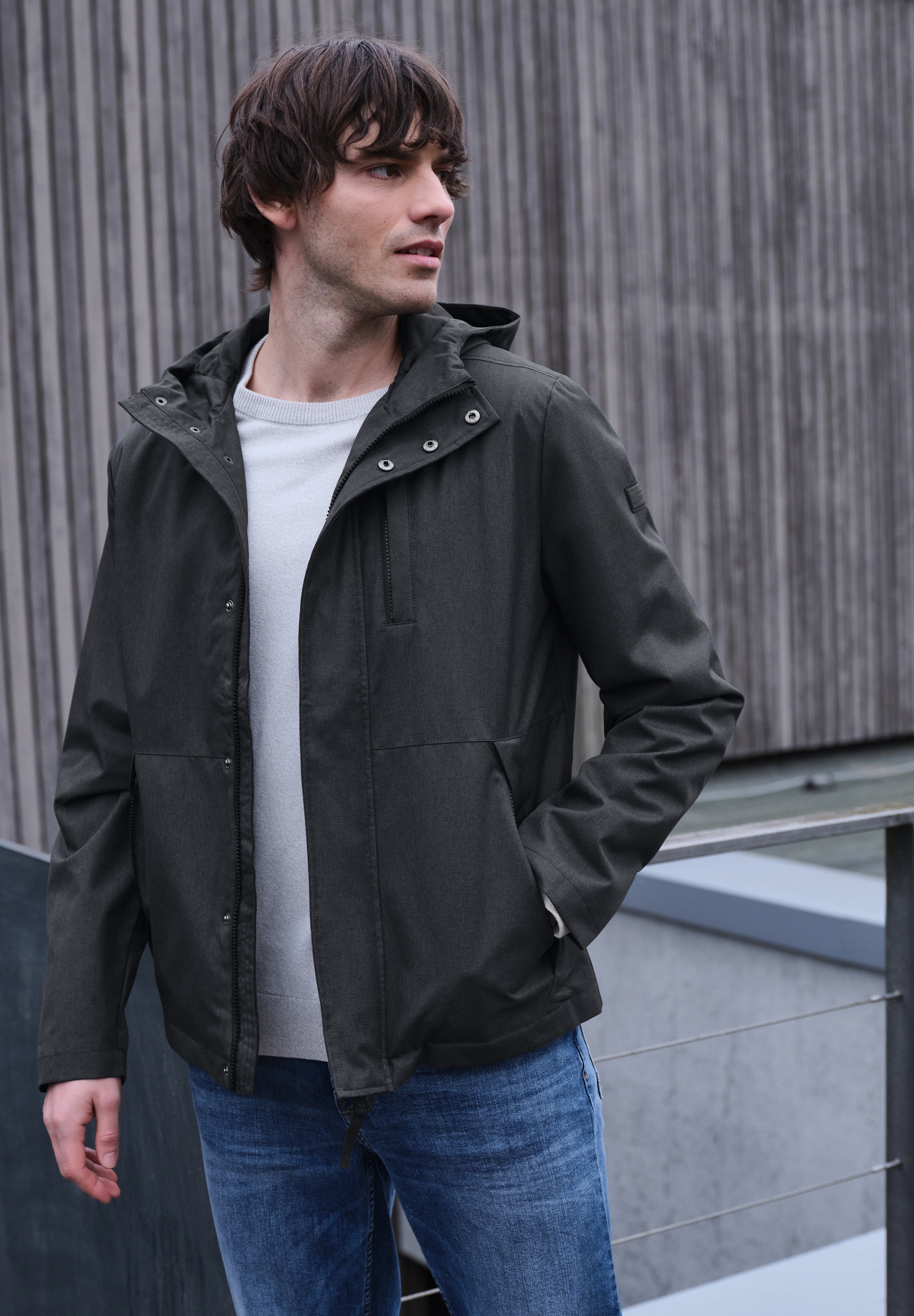 STREET ONE MEN Outdoorjacke mit Kapuze wasserabweisend