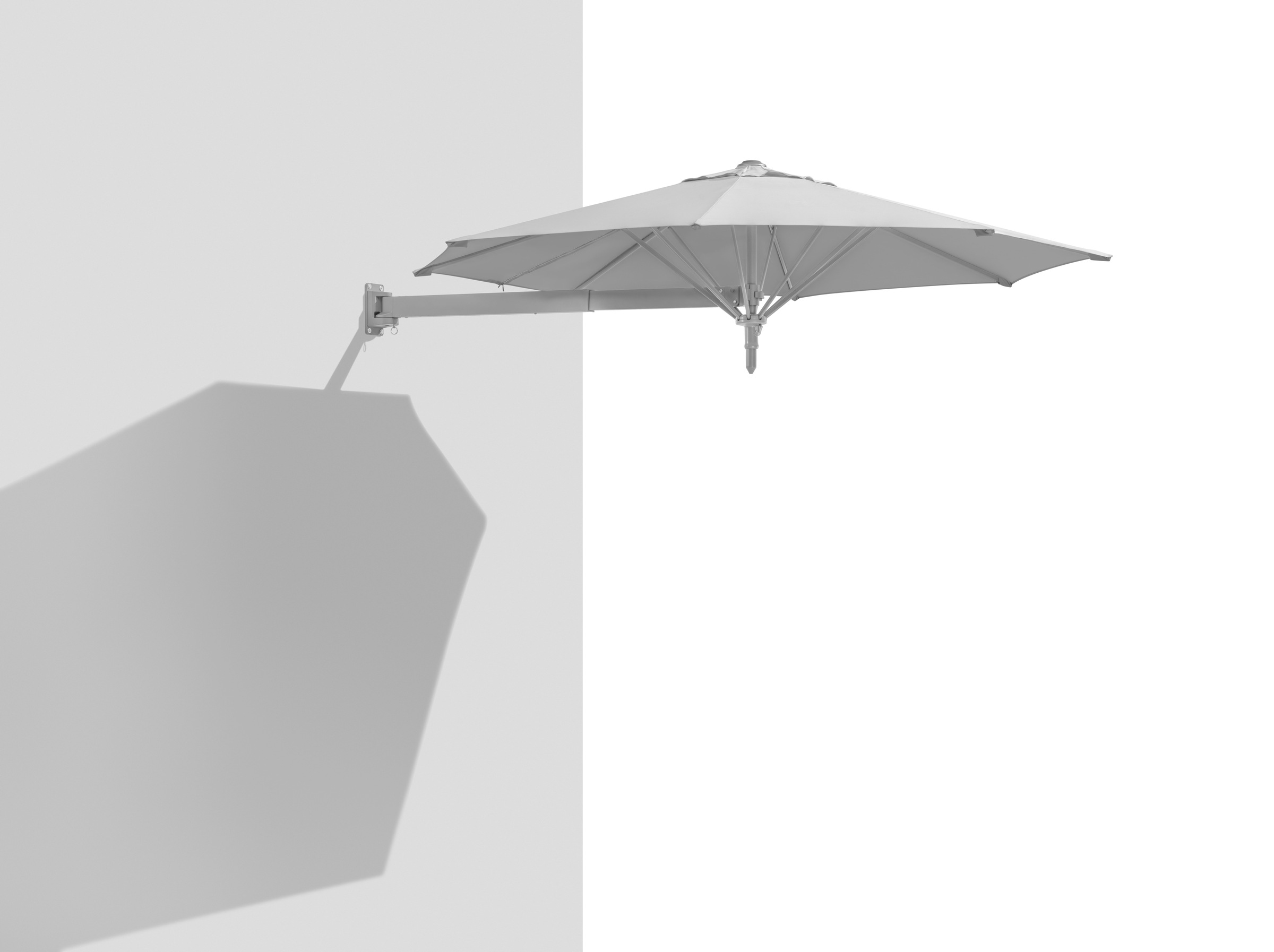 Sonnenschirm SCHNEIDER SCHIRME "»Muro« Wandschirm, Ø 250 cm", grau (silbergrau), Obermaterial: 100% Polyester, Standschirme, hochwertiger Schattenspender für Ihren Garten 3