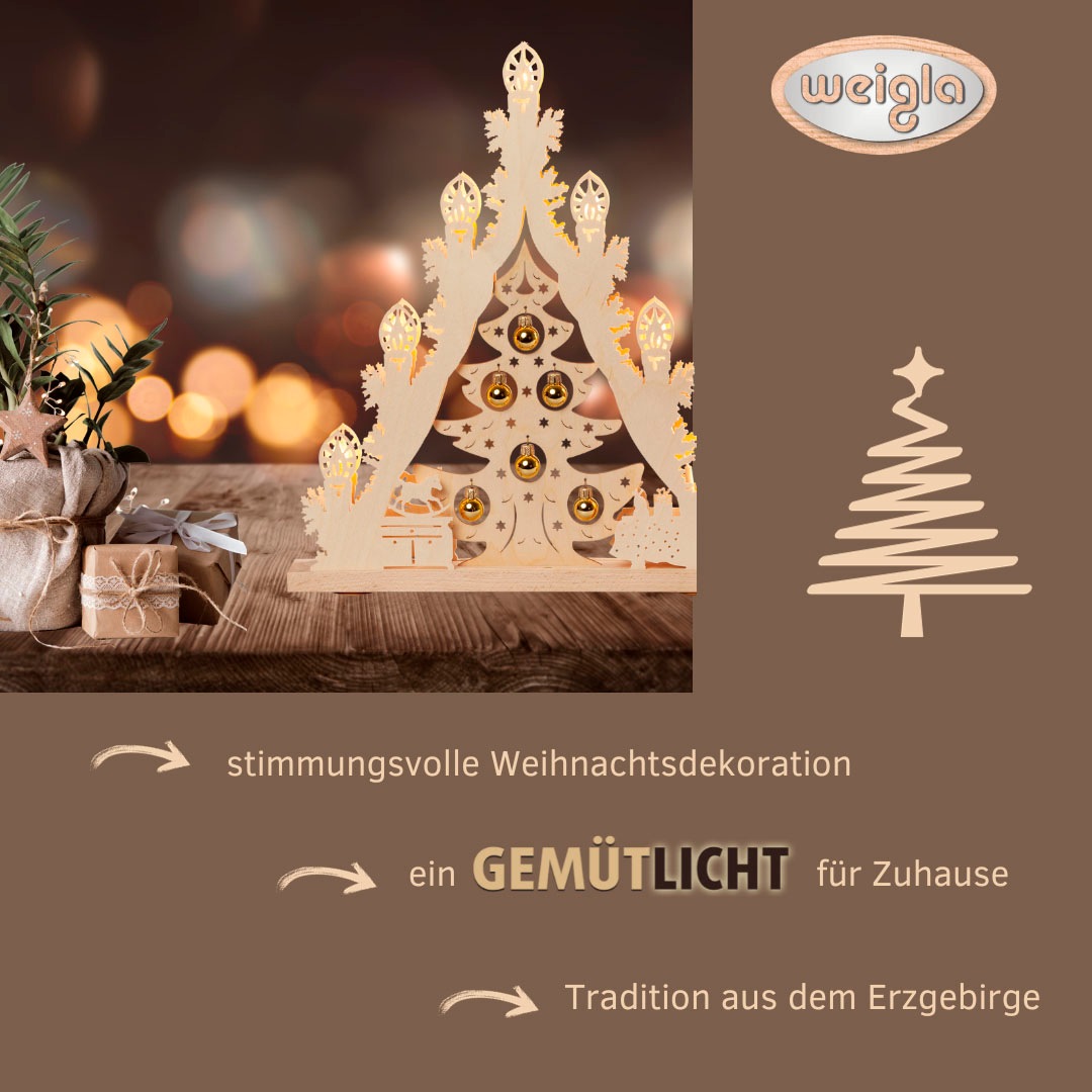 Weigla LED Lichterbogen »Weihnachtsbaum mit Kugeln«, Lichterspitze, 7-flammig