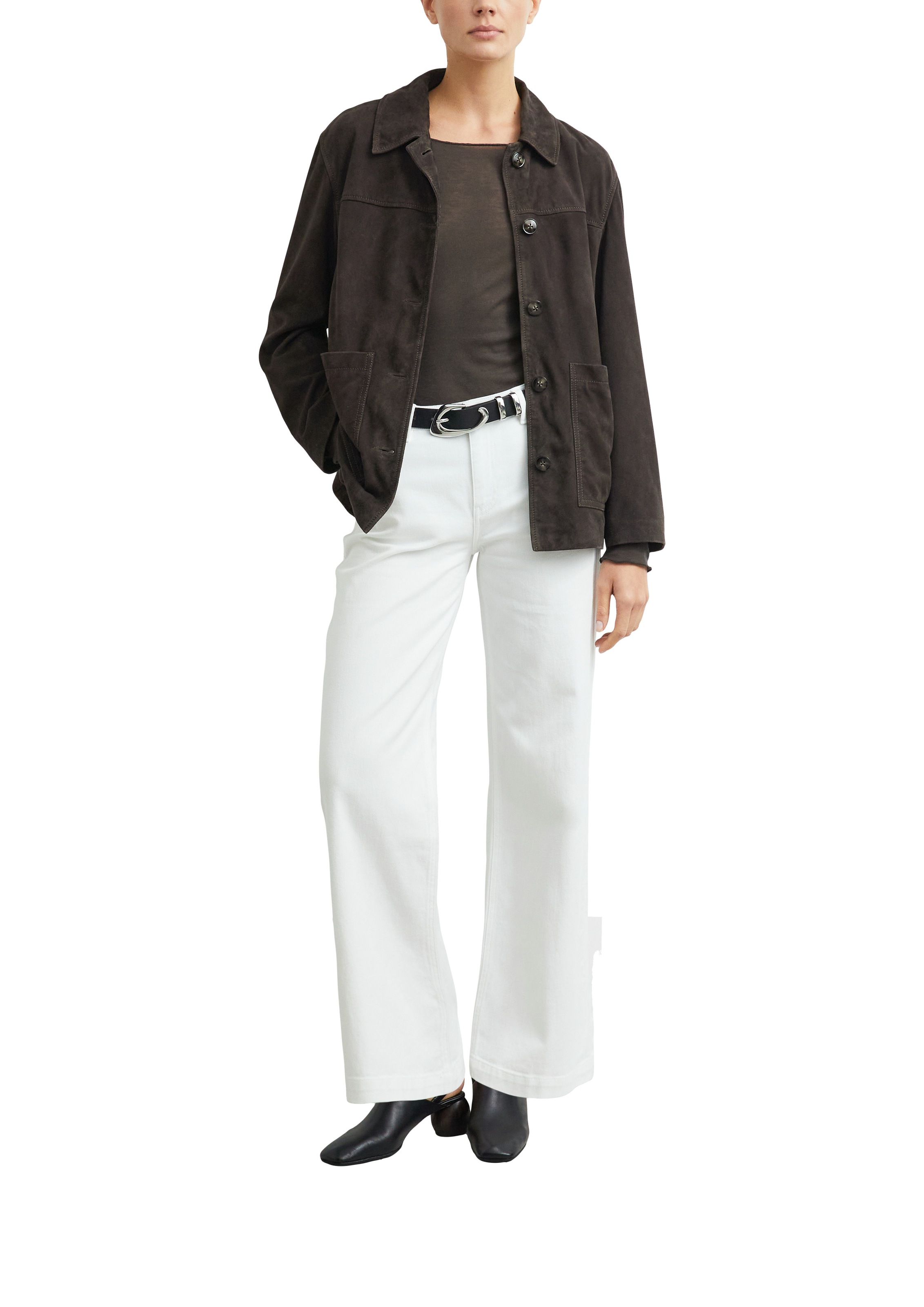 Comma Langarmshirt mit U-Boot-Ausschnitt / leicht transparent