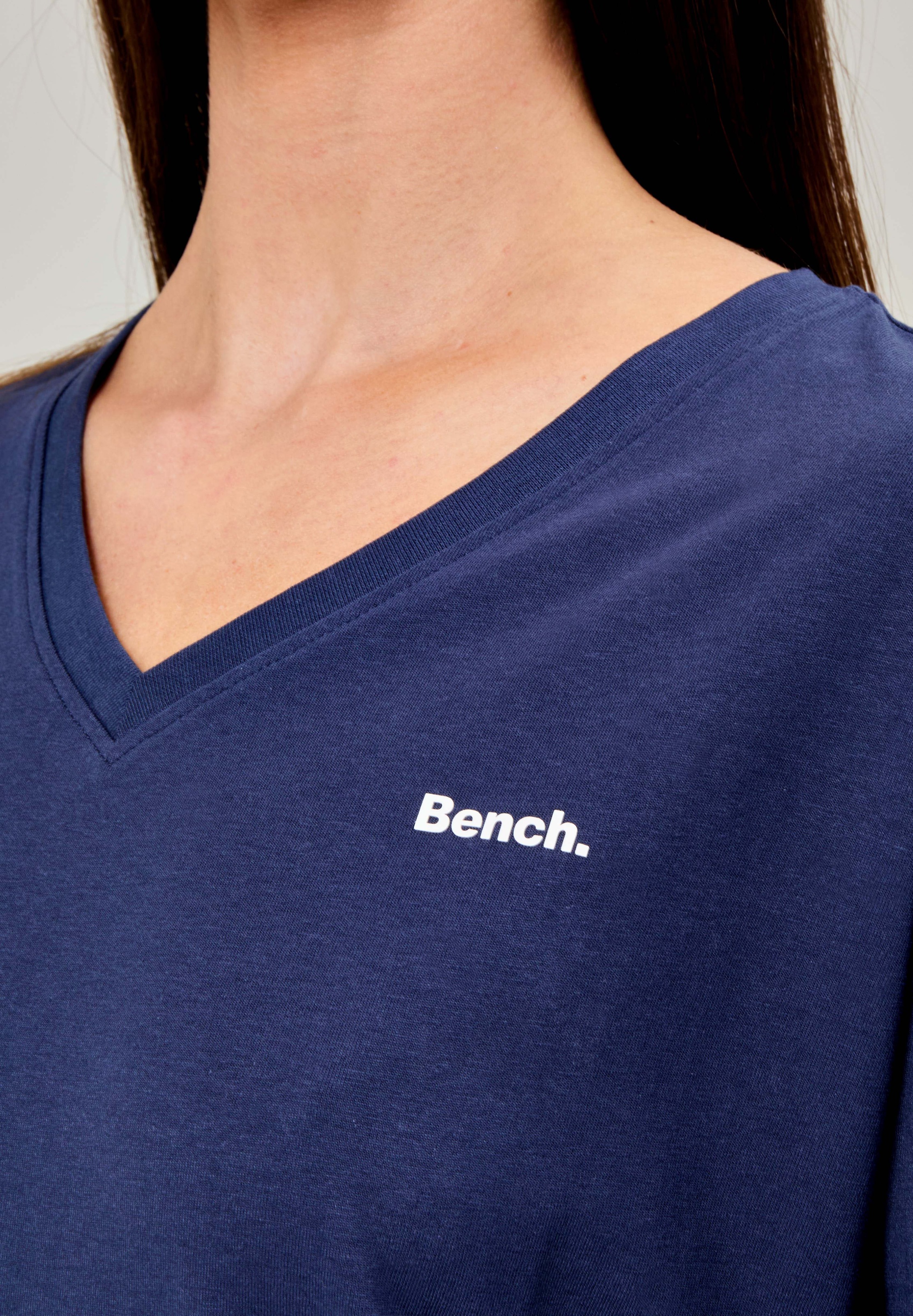 V-Shirt BENCH. "HAIZEL", Damen, Gr. 38, blau (navy), Jersey, Obermaterial: 100% Baumwolle, bedruckt, V-Ausschnitt, Shirts 3