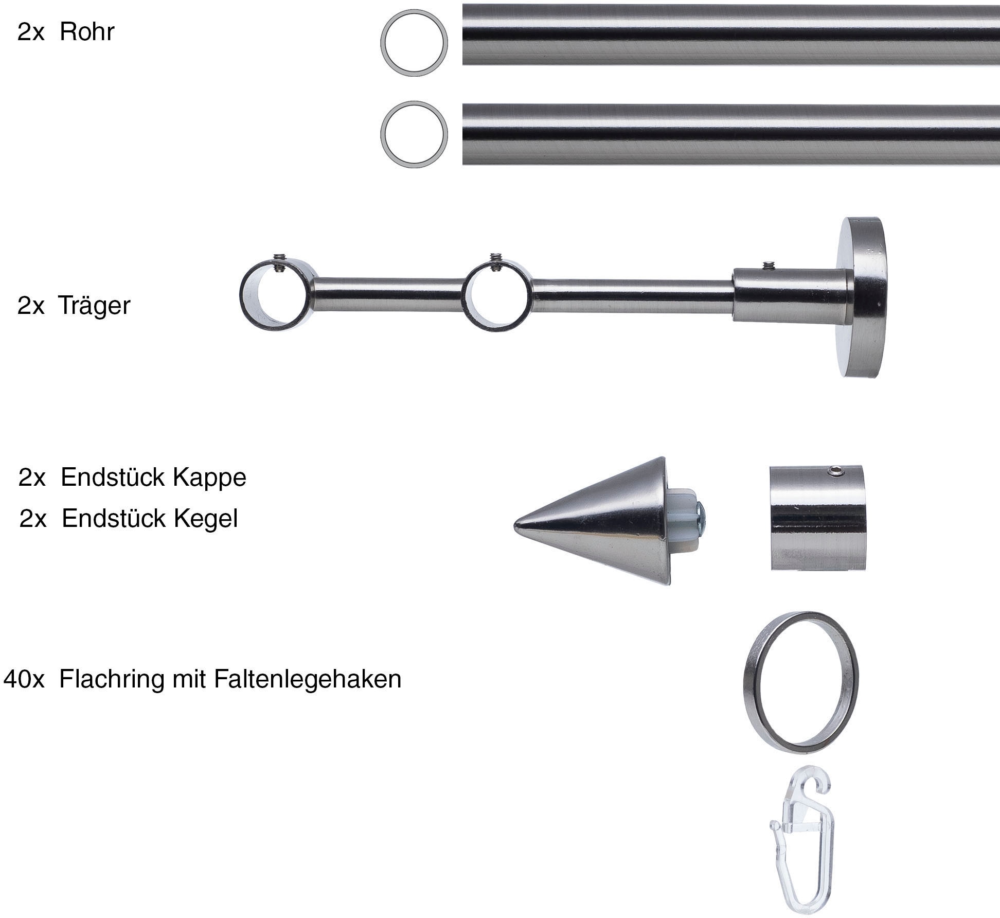 Liedeco Gardinenstange "Stilgarnitur, Komplettgarnitur 16 m Kegel Set" Ø 16 günstig online kaufen