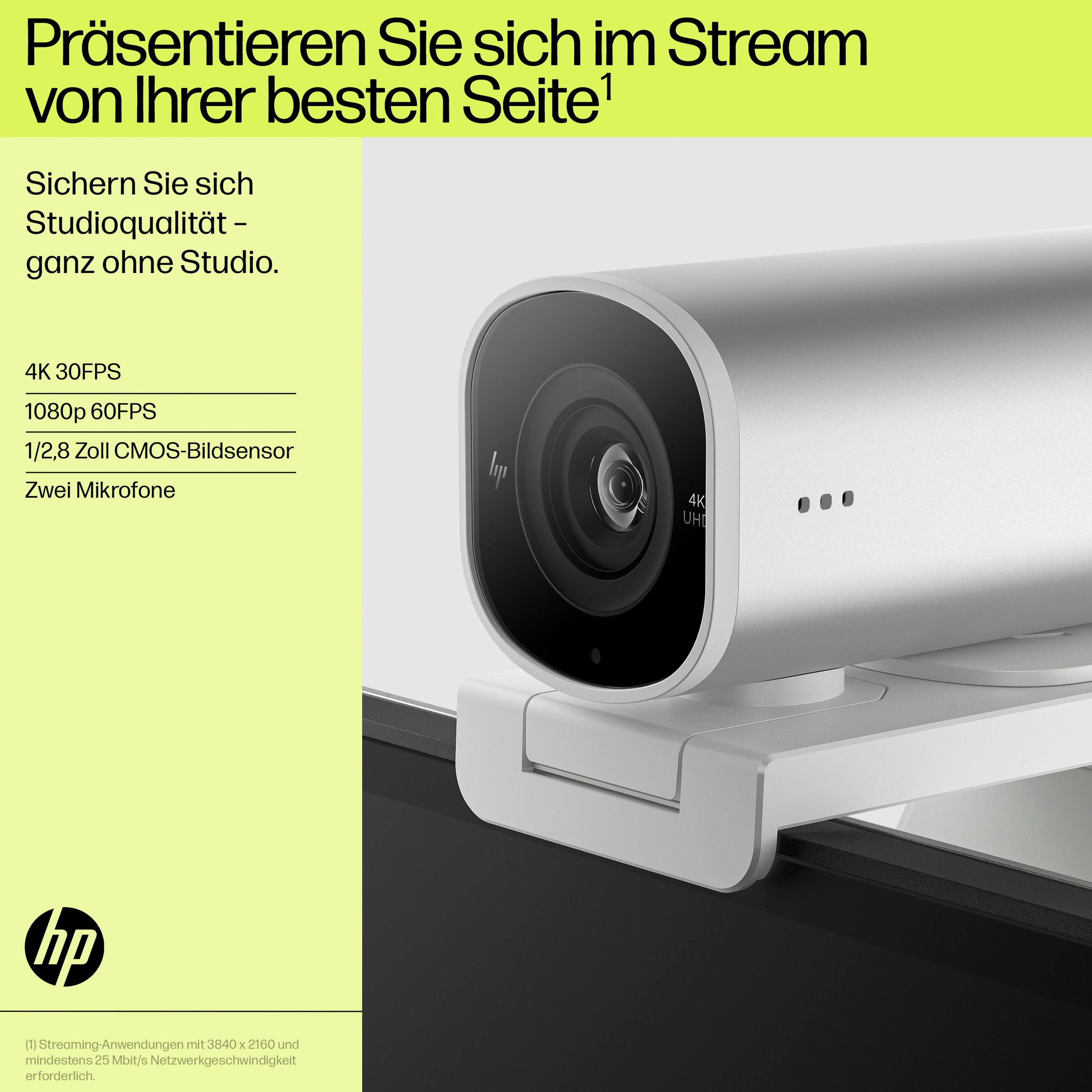 HP Webcam »960 4K«, 4K Ultra HD, 5 fachx opt. Zoom