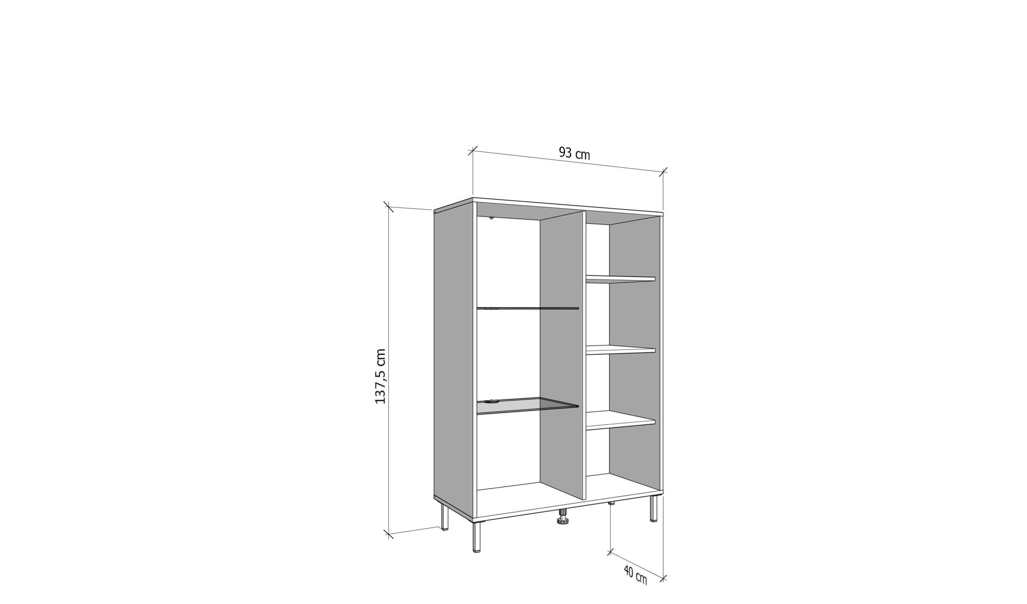 Home affaire Highboard »Mayenne Sideboard, Stauraumschrank, Anrichte, Hochschrank, Breite 93cm«, Holztür mit Rillen-Optik, Glastür, Modernes Design