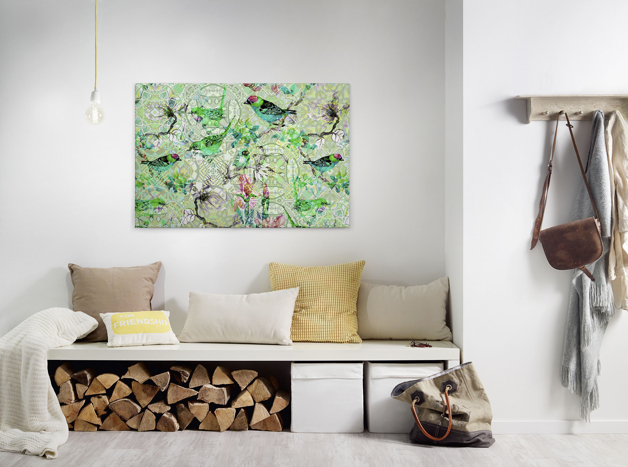 A.S. Création Leinwandbild "mosaic birds" Kunst Vögel 1 Stk. tlg. Mosaik Keilrahmen Floral Blumen Vögel Leinwand-Bild Wohnzimmer modern