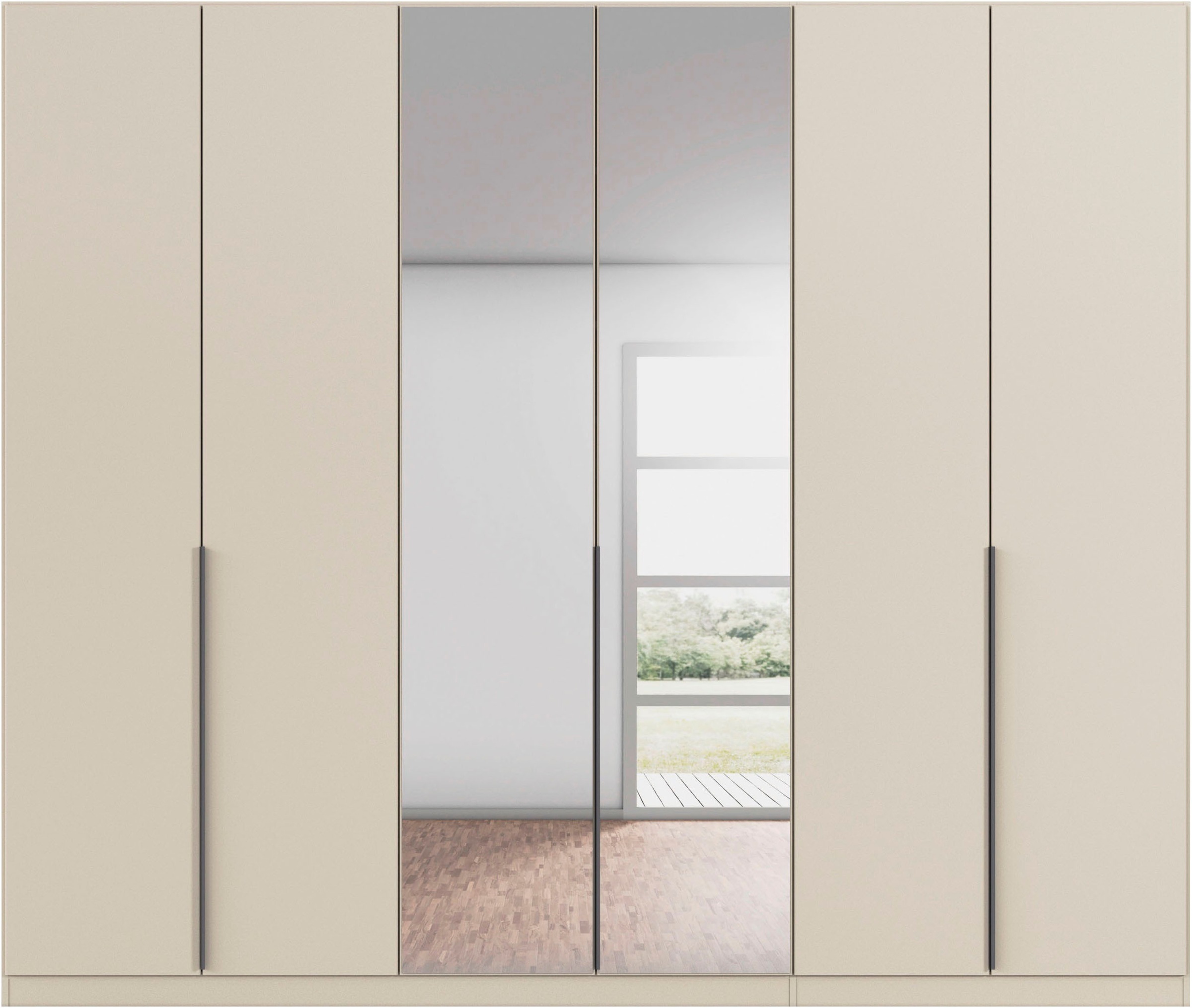 rauch Drehtürenschrank »Kleiderschrank Schrank Garderobe AGORDO mit Dekor- oder Hochglanzfront«, (in zwei Griff-Farben), durchdachte Innenausstattung, in 6 Breiten und 2 Höhen MADE IN GERMANY
