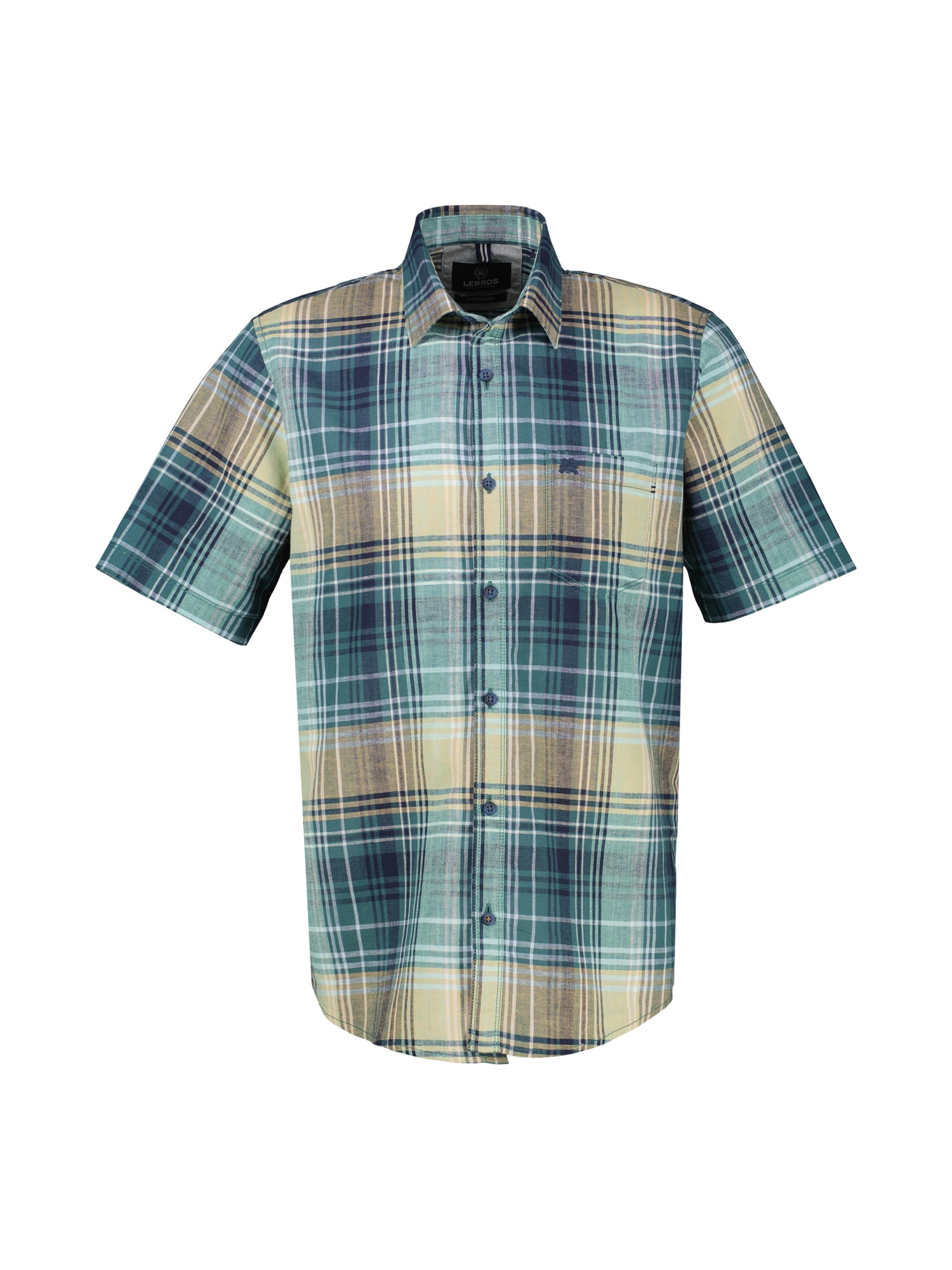 LERROS Kurzarmhemd »Kariertes Kurzarmhemd aus Baumwolle und Leinen«