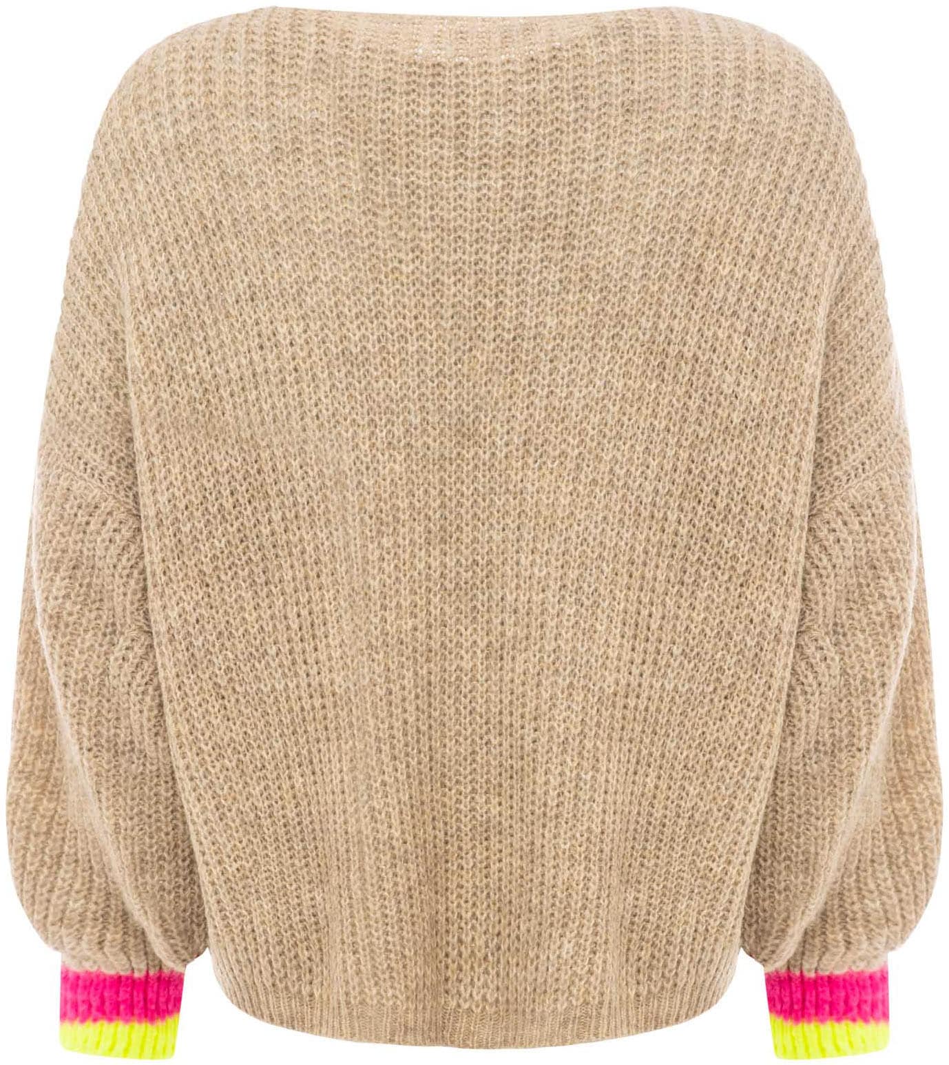 Zwillingsherz Strickpullover »"Smile"« Langarm, One Size, V-Ausschnitt, Neon-Details, Schriftzug