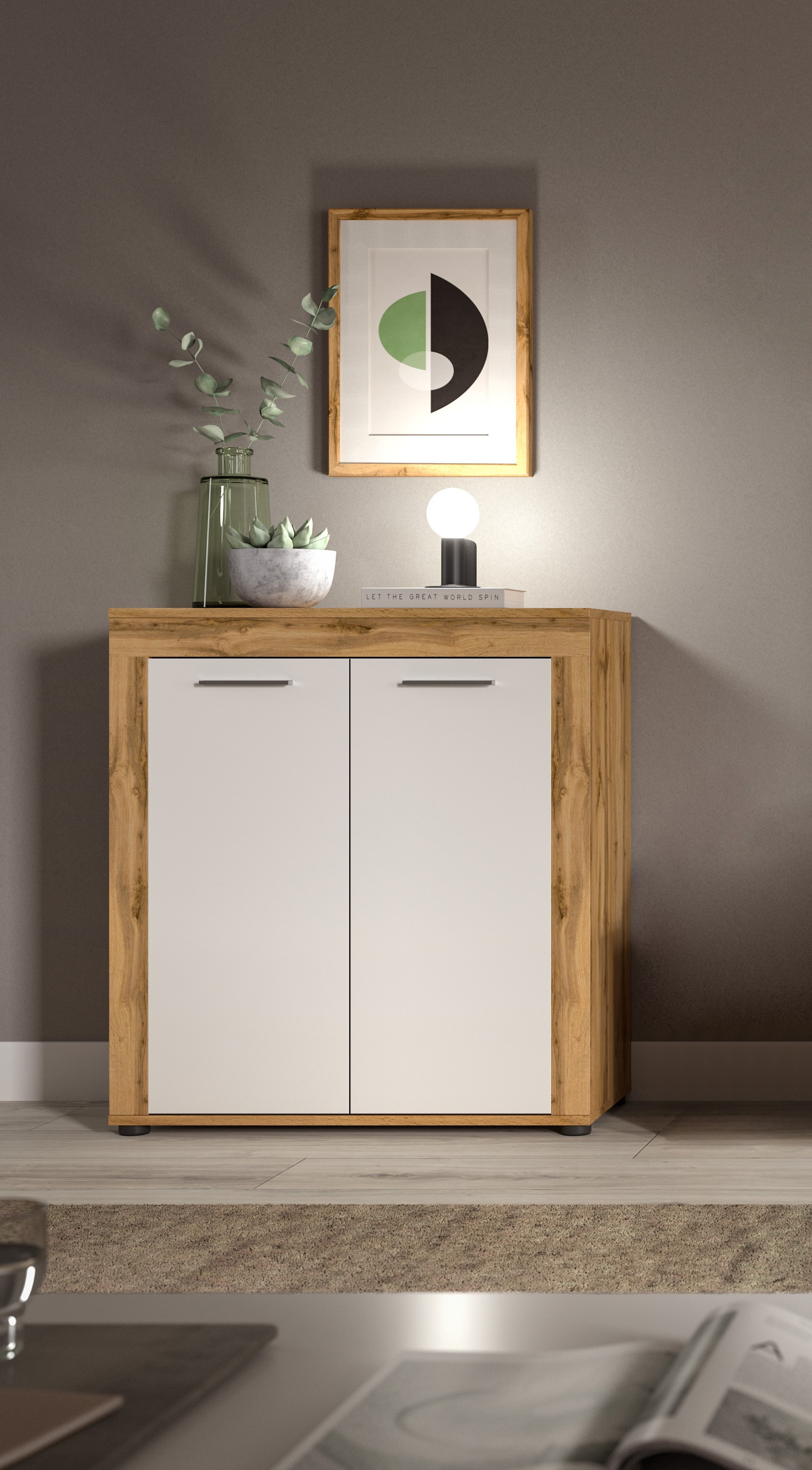 Highboard »Aosta, Höhe 88 cm, in verschiedenen Farbausführungen«, mit 2 Türen und 3...