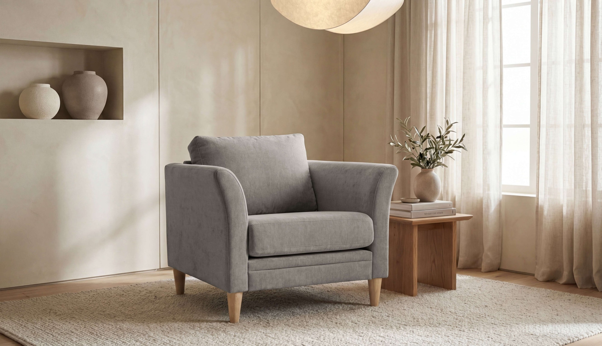 OTTO home Sessel "Arellano, Breite 93 cm" klassisches Design, mit Massivholzfüßen, Webstoff fein, Chenille