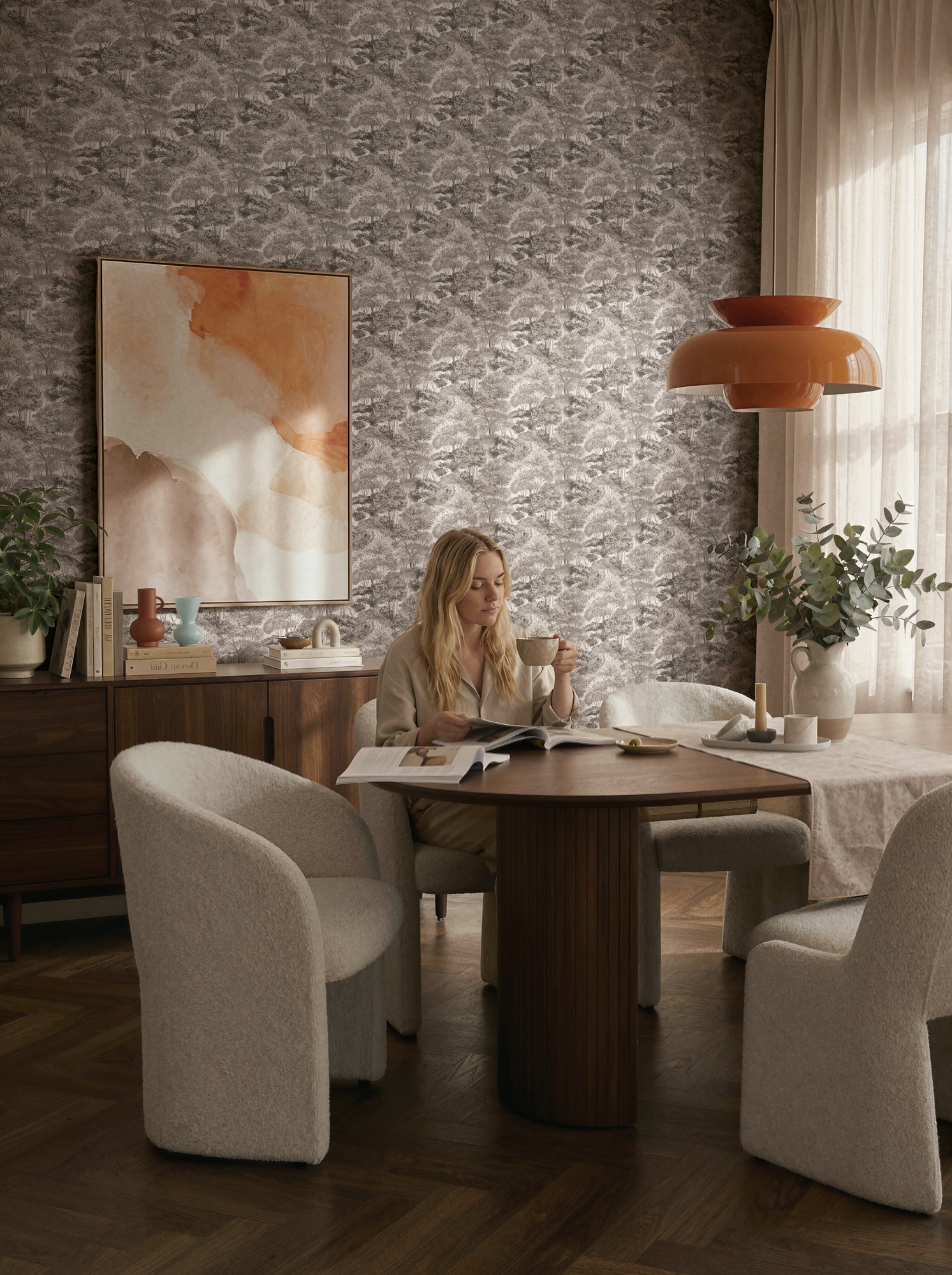 A.S. Création Vliestapete »Trend Spectrum Forest – Glitzernde Baumlandschaft Vliestapete« Glitzermuster | Wald | natürlich leicht strukturiert Elegante Baumlandschaft mit Glitzerakzenten und feiner Struktur