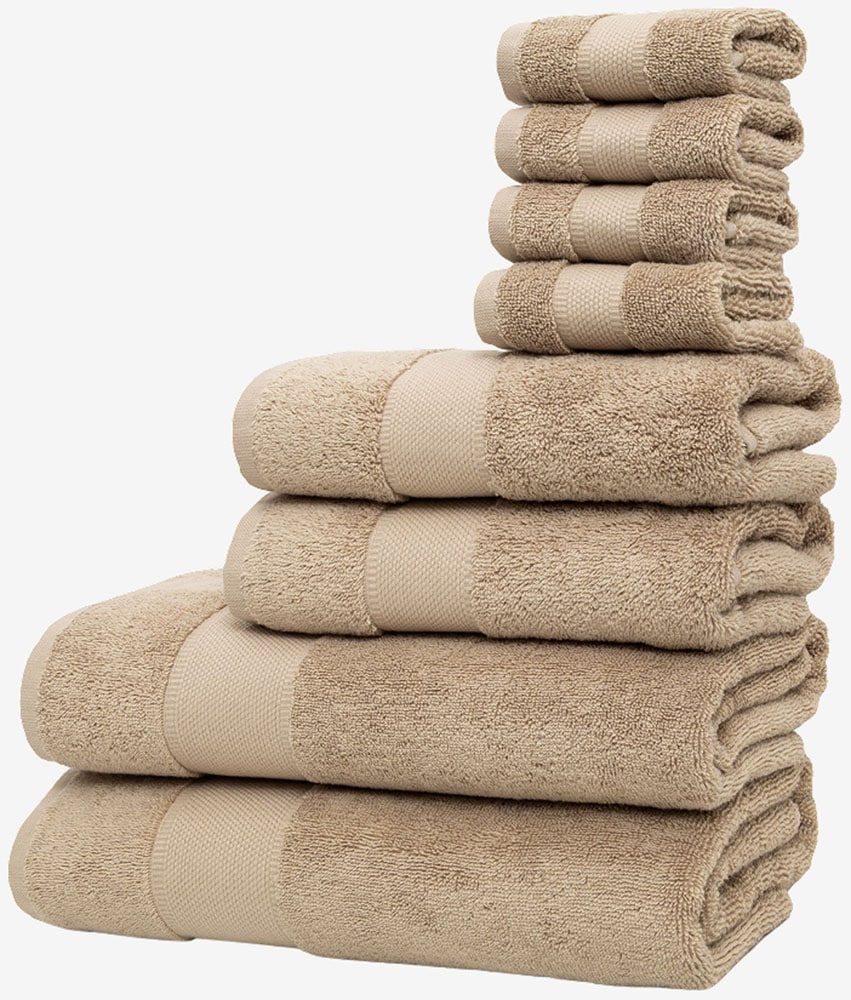 Wolkenfeld Handtuch Set »Premium Low-Twist Baumwolle 550 g/m² – 8-teilig mit Waschlappen« 8 tlg. Frottier 2 Badetücher, 2 Handtücher groß & 4 Waschlappen