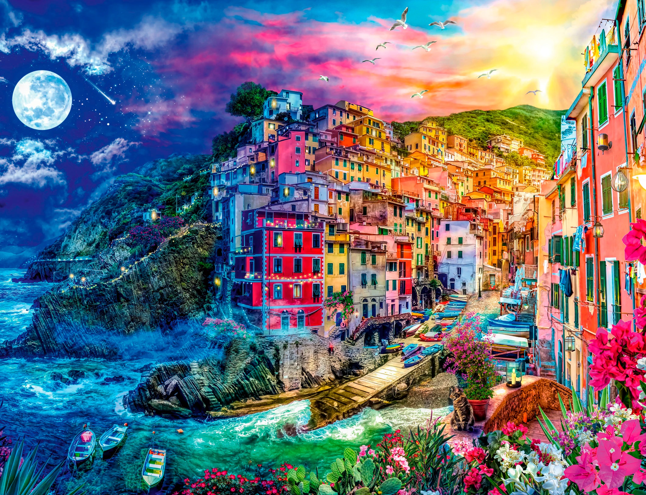 Ravensburger Puzzle »Farbenfrohe Cinque Terre«, (2000 tlg.), Made in Germany
