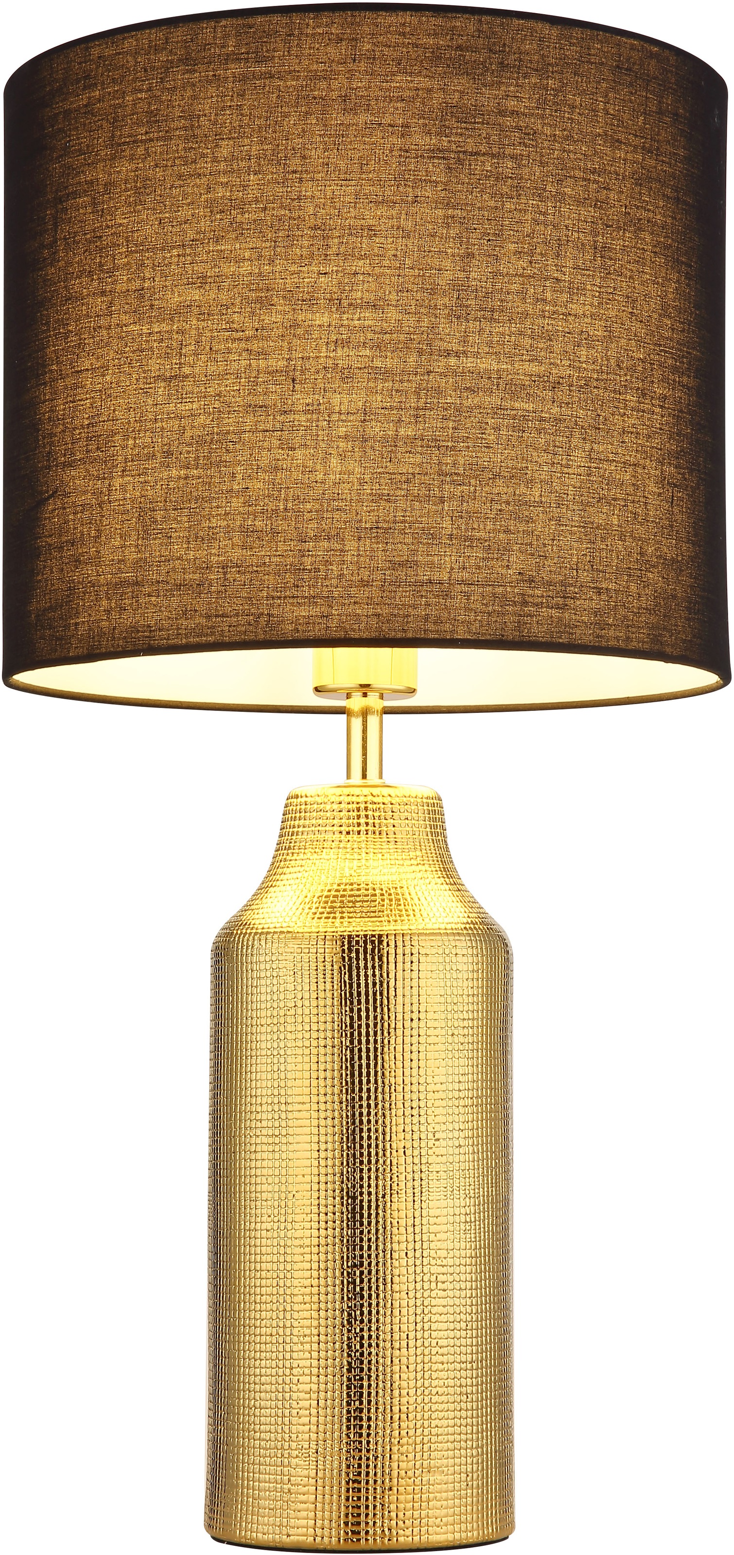 "GLOBO LIGHTING Tischleuchte ""ELDEN"", gold (goldfarben), Ø 30,5cm H: 61cm, 1 Stk., Leuchten, Tischlampe/Keramik/Textil