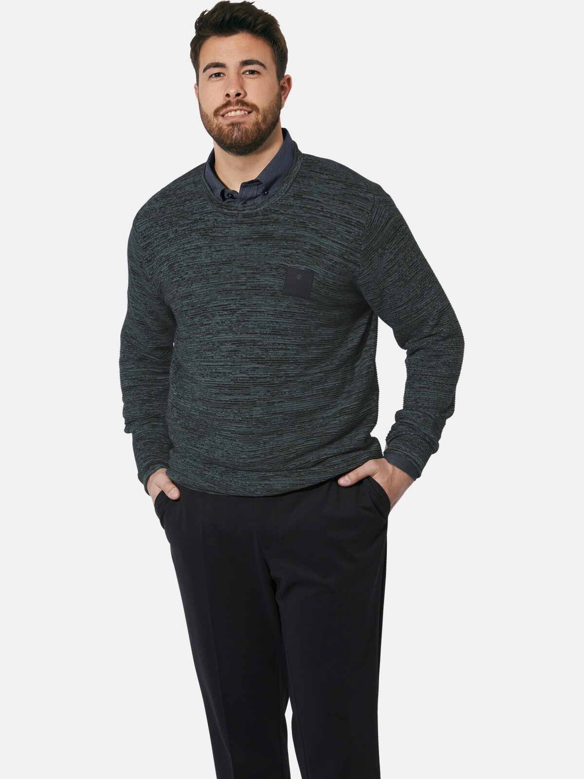 Charles Colby Rundhalspullover »Pullover EARL BARNET«, (1 tlg.), mit Rippstrick-Muster