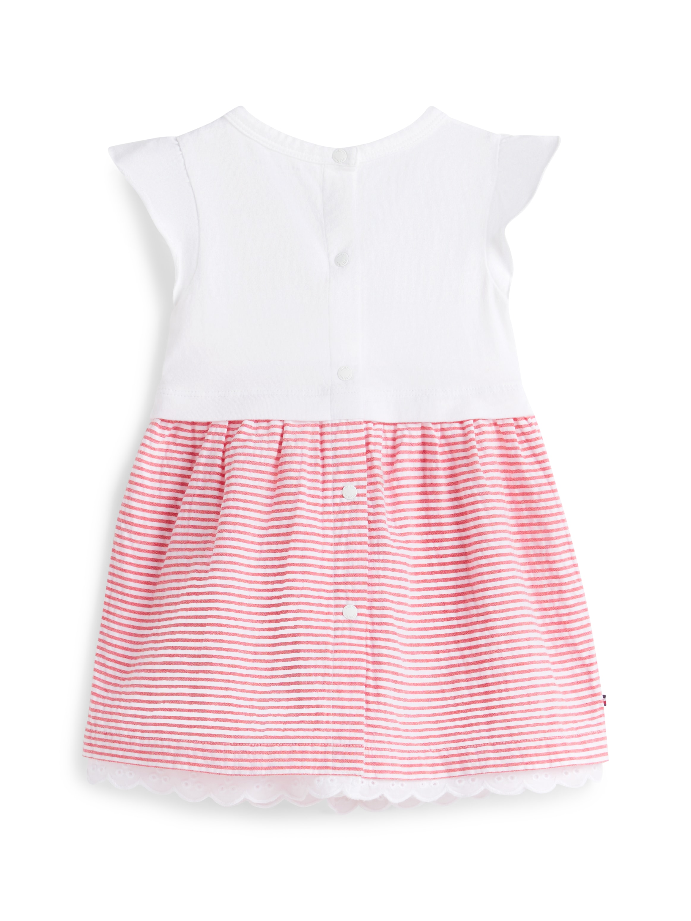 Tommy Hilfiger Jerseykleid »SEERSUCKER RED COMBI DRESS S/S« für Babys, mit Lochstickerei am Saum, Druckknöpfe
