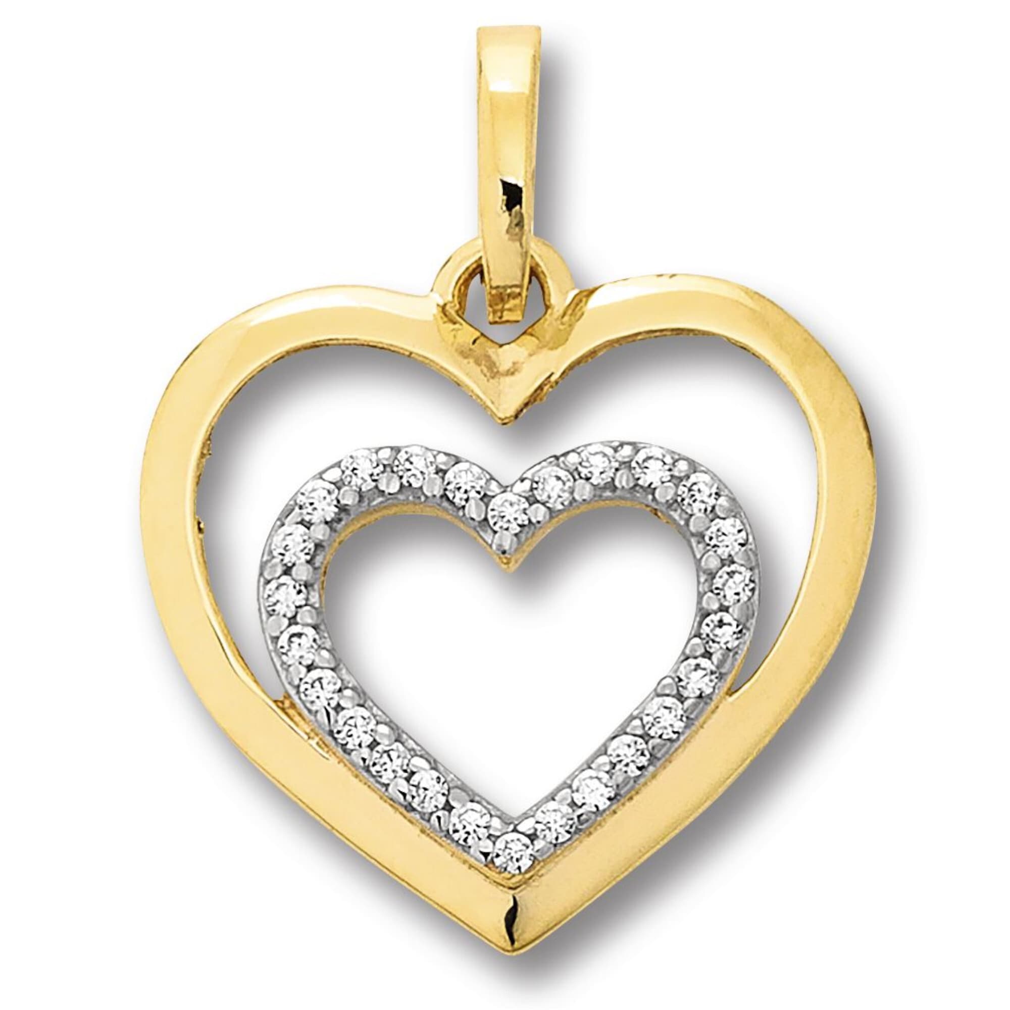 ONE ELEMENT Kettenanhänger »Zirkonia Herz Herz Anhänger aus 333 Gelbgold«, Damen  Gold Schmuck Herz für kaufen | BAUR