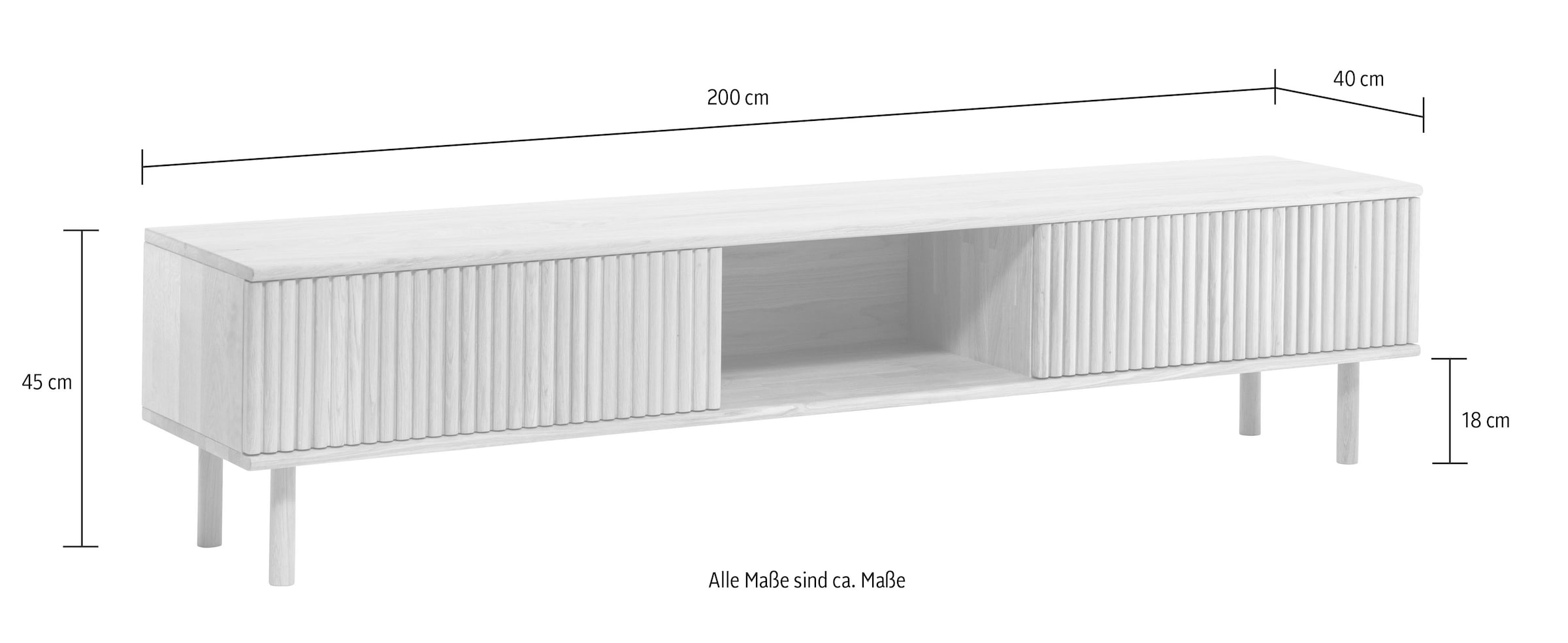 whiteoak Lowboard, aus massivem, geölt und geschliffenem Eichenholz, in drei Breiten