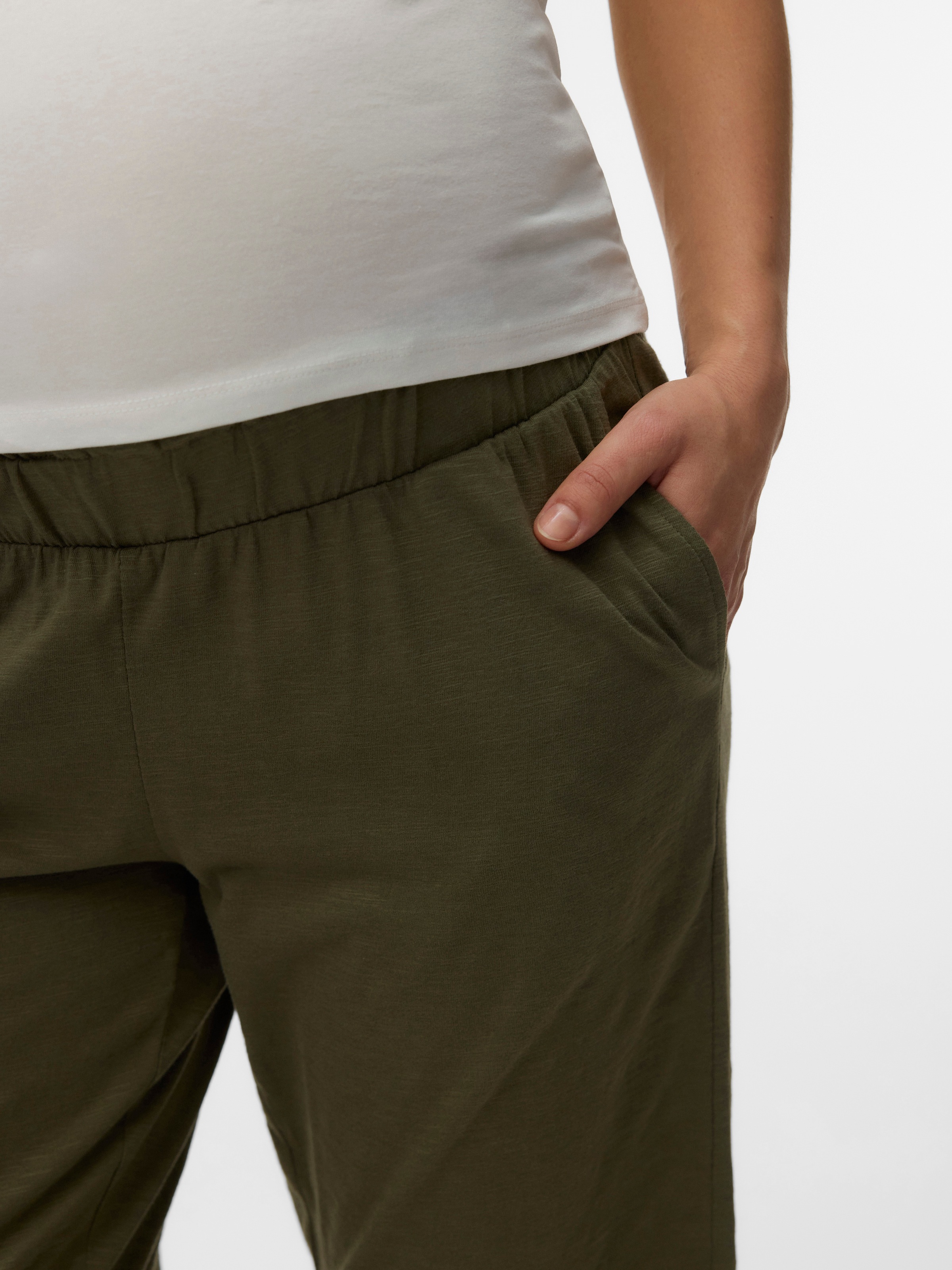 Schlupfhose MAMALICIOUS "MLIVY JRS PANTS NOOS", Damen, Gr. M (38), N-Gr, kalamata, Jersey, Obermaterial: 100% Baumwolle, unifarben, loose fit lang, Hosen Schlupfhose, Sommerhose 3