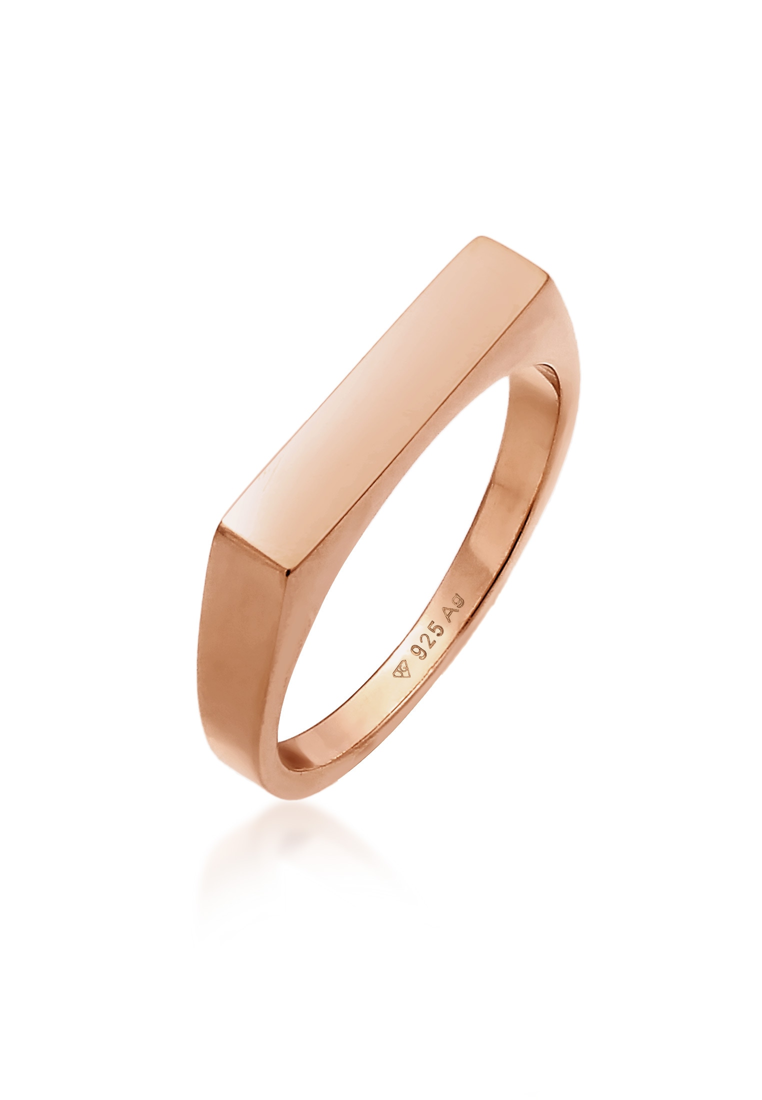 ELLI Damen Siegelring "Ring Siegelring Rechteck Pinky Ring 925 Silber", 48, ohne Stein, Silber 925 (Sterlingsilber), 9mm, rosa, Silber 925