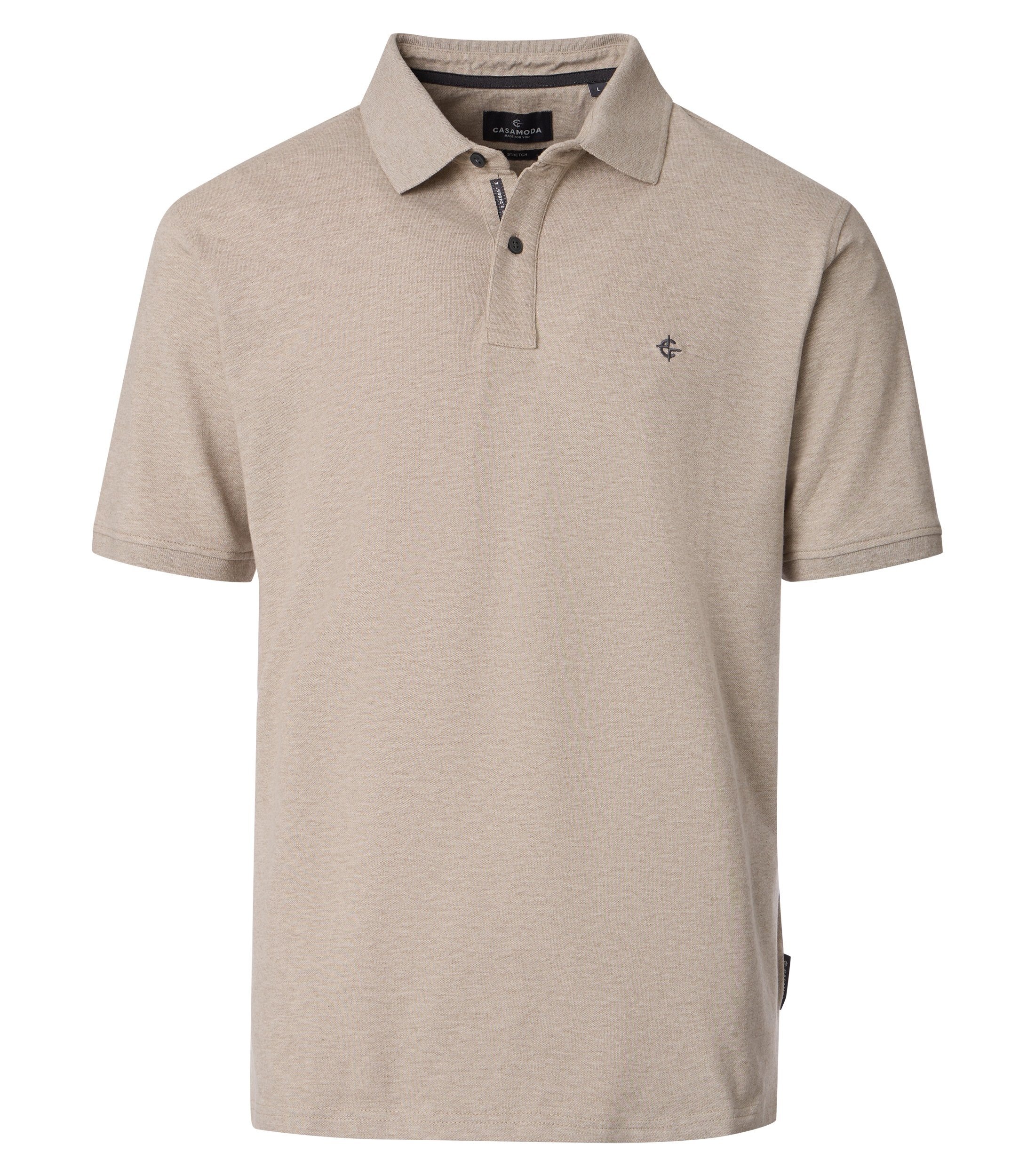 Poloshirt CASAMODA "CASAMODA Polo-Shirt uni", Damen, Gr. XL, beige (champagner), 95% Baumwolle, 5% Elasthan, Shirts