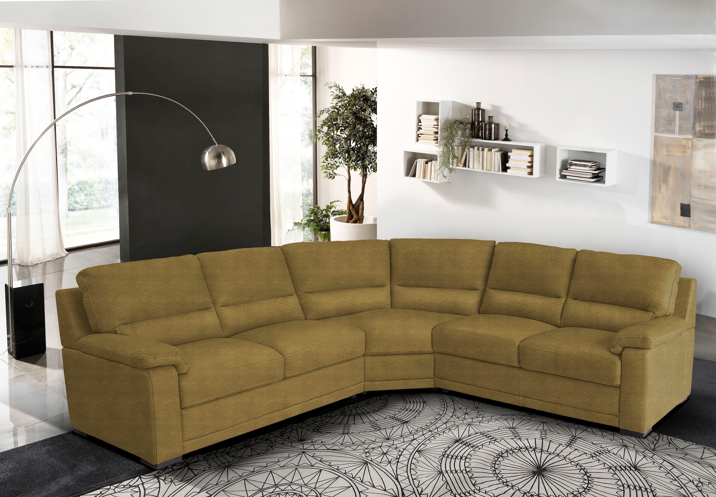 Egoitaliano Ecksofa "Doris, modernes Designerecksofa in hochwertigen Microfaserqualitäten" edle Detailverarbeitung, wahlweise fleckenabweisend oder in Lederoptik