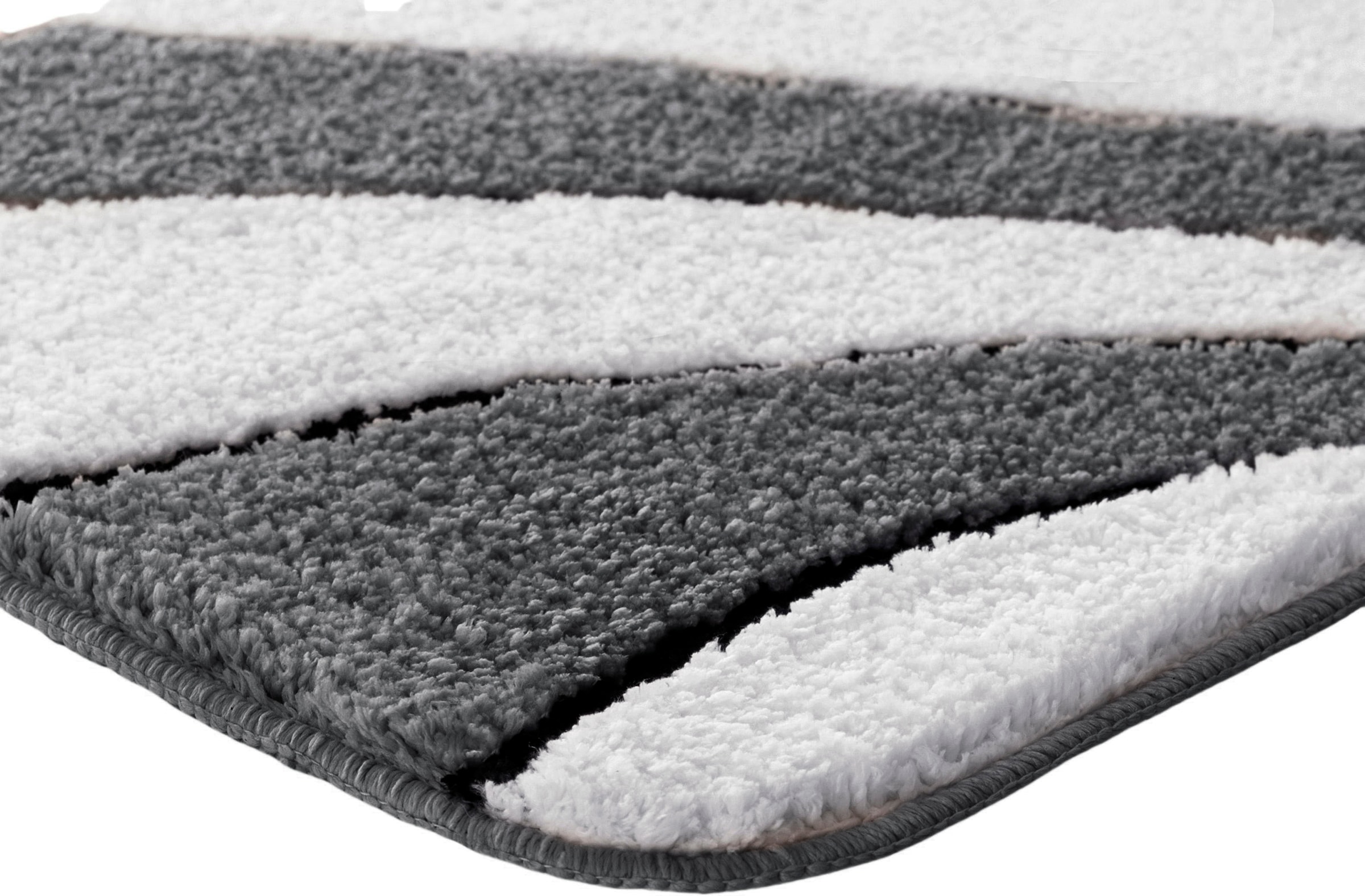 my home Badematte »Anna, Badvorleger, Badezimmer Teppich«, rutschhemmend beschichtet, fußbodenheizungsgeeignet-schnell trocknend, Badteppich, Hoch Tief Effekt, Modern, Weich, Wellen