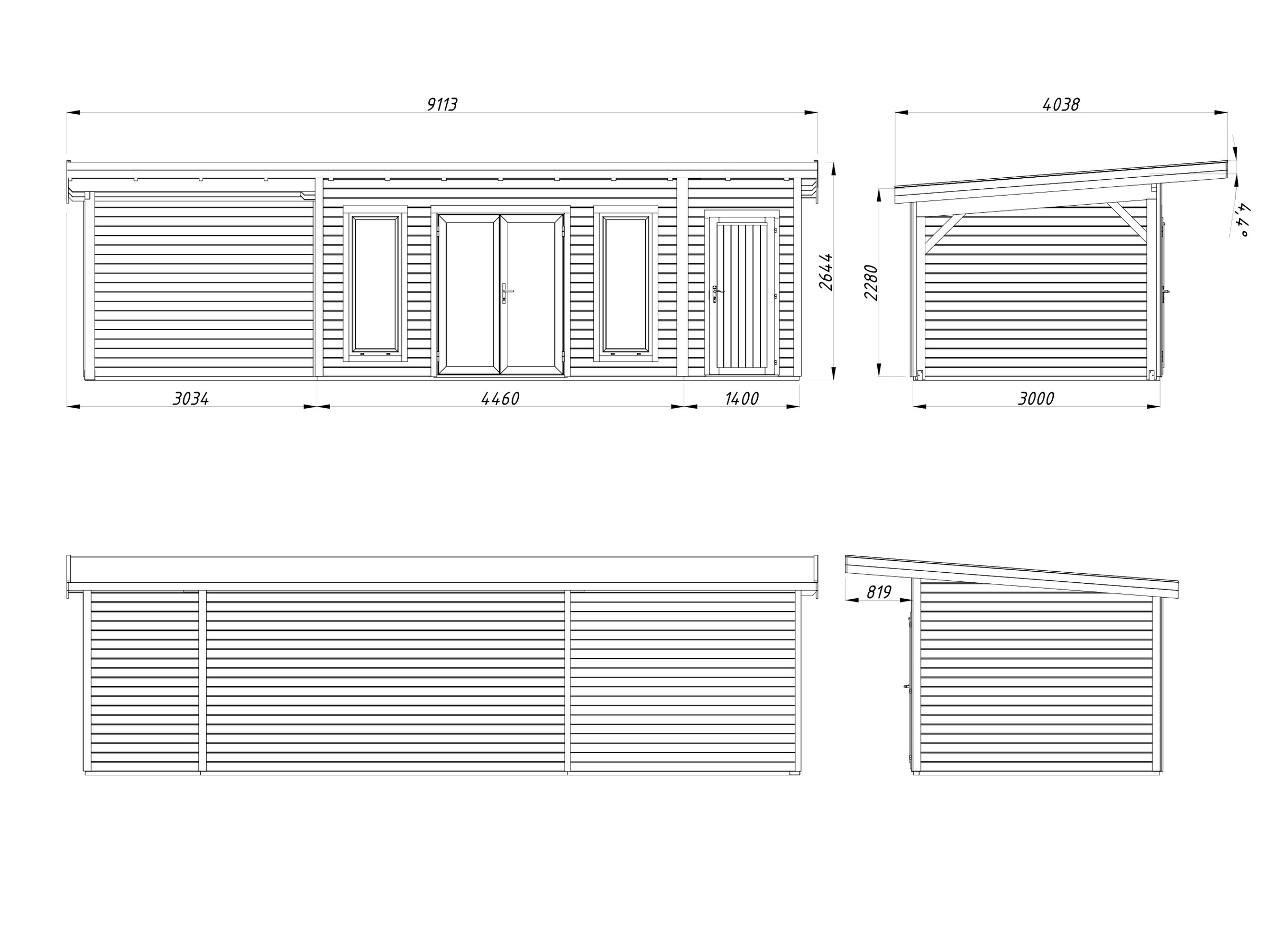 Palmako Gartenhaus »Aurelia 16,7+7,9 m²«