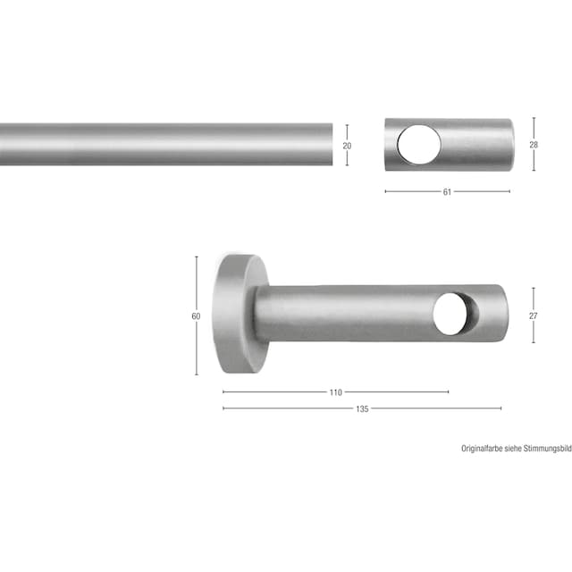 GARESA Gardinenstange »PANDRI«, 1 läufig-läufig, Wunschmaßlänge, einfache  mit Verbinder verlängerbar, ohne Ringe | BAUR