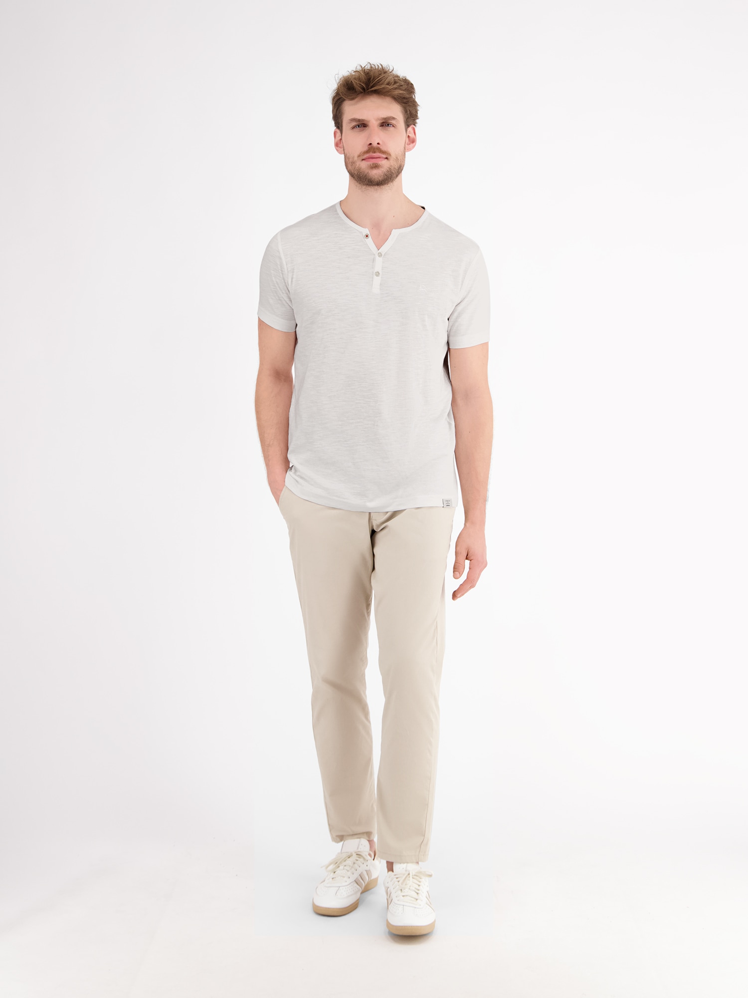 LERROS Henleyshirt »Serafino-Shirt in unifarbener Strukturware«