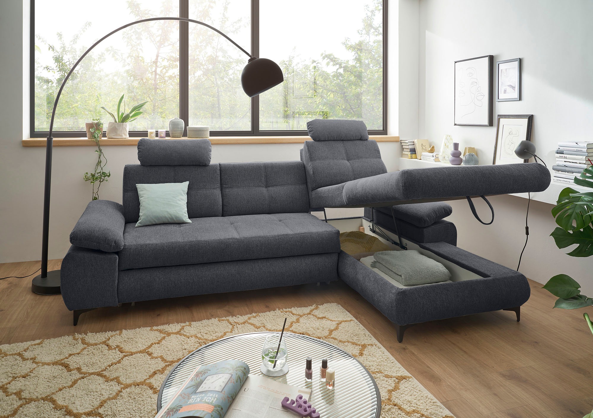 ED EXCITING DESIGN Ecksofa »Altona L-Form«, (2 St.), mit Bettfunktion, Bettkasten, Armteilverstellung & Kopfstützen