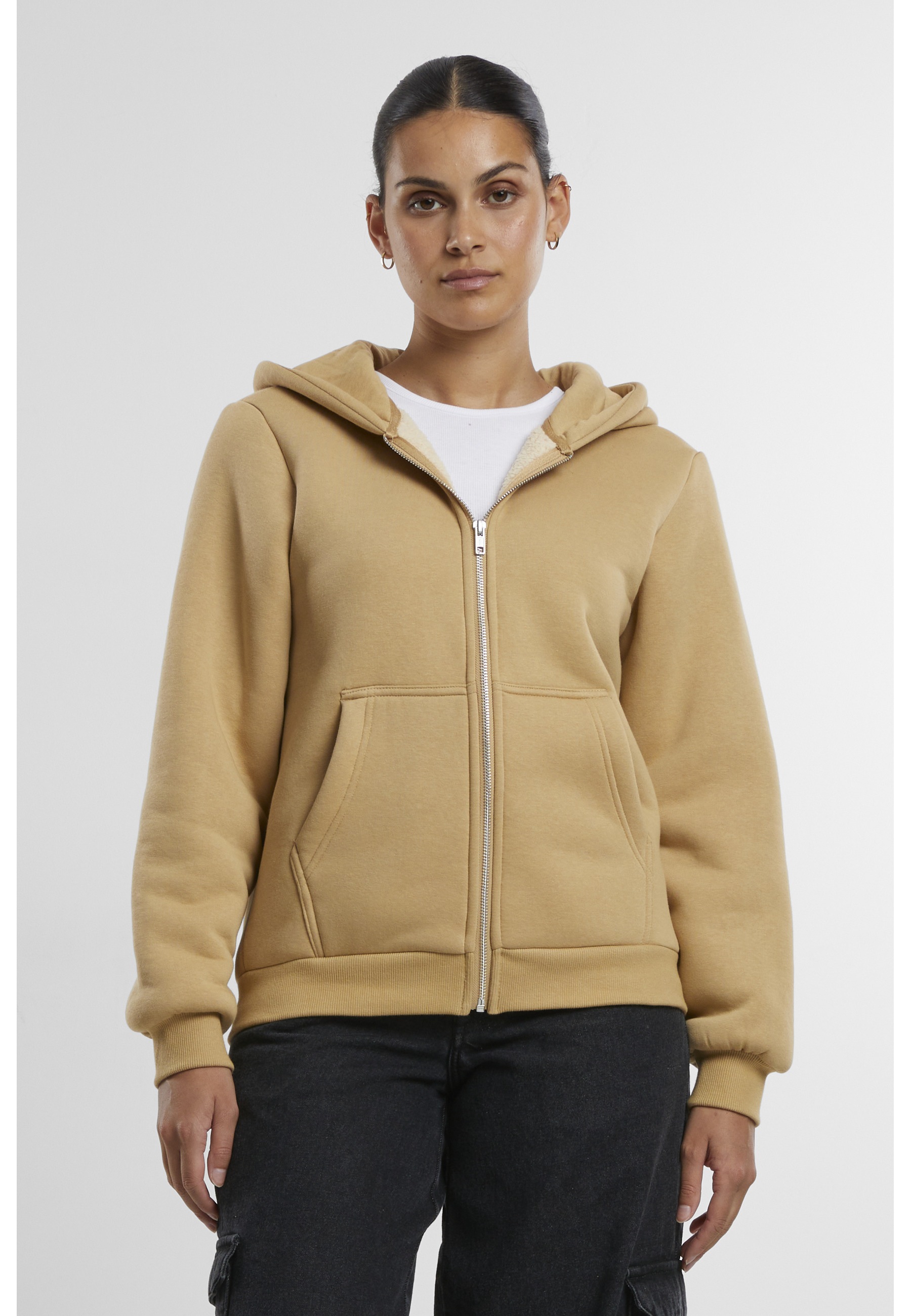 Thumbnail - URBAN CLASSICS Sweatjacke "Urban Classics Ladies Bonded Sherpa Zip Hoody"