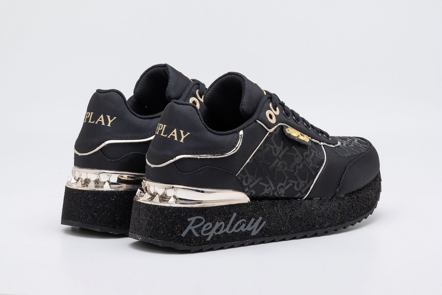 Replay Plateausneaker »PENNY ALL«, Freizeitschuh, Halbschuh, Schnürschuh mit goldfarbenen Details