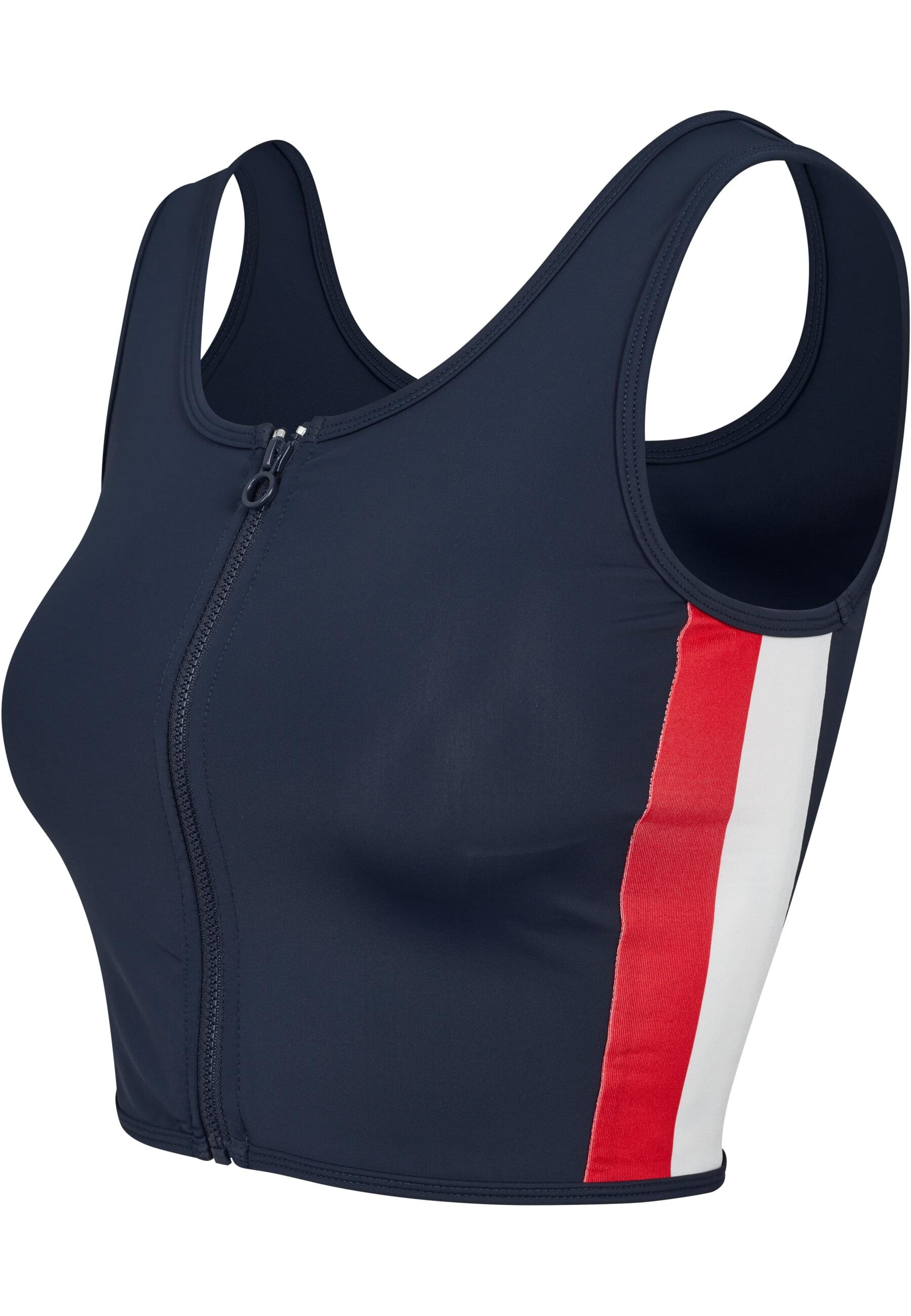 Thumbnail - URBAN CLASSICS Muskelshirt "Urban Classics Damen Ladies Side Stripe Cropped Zip Top", (1 tlg.)