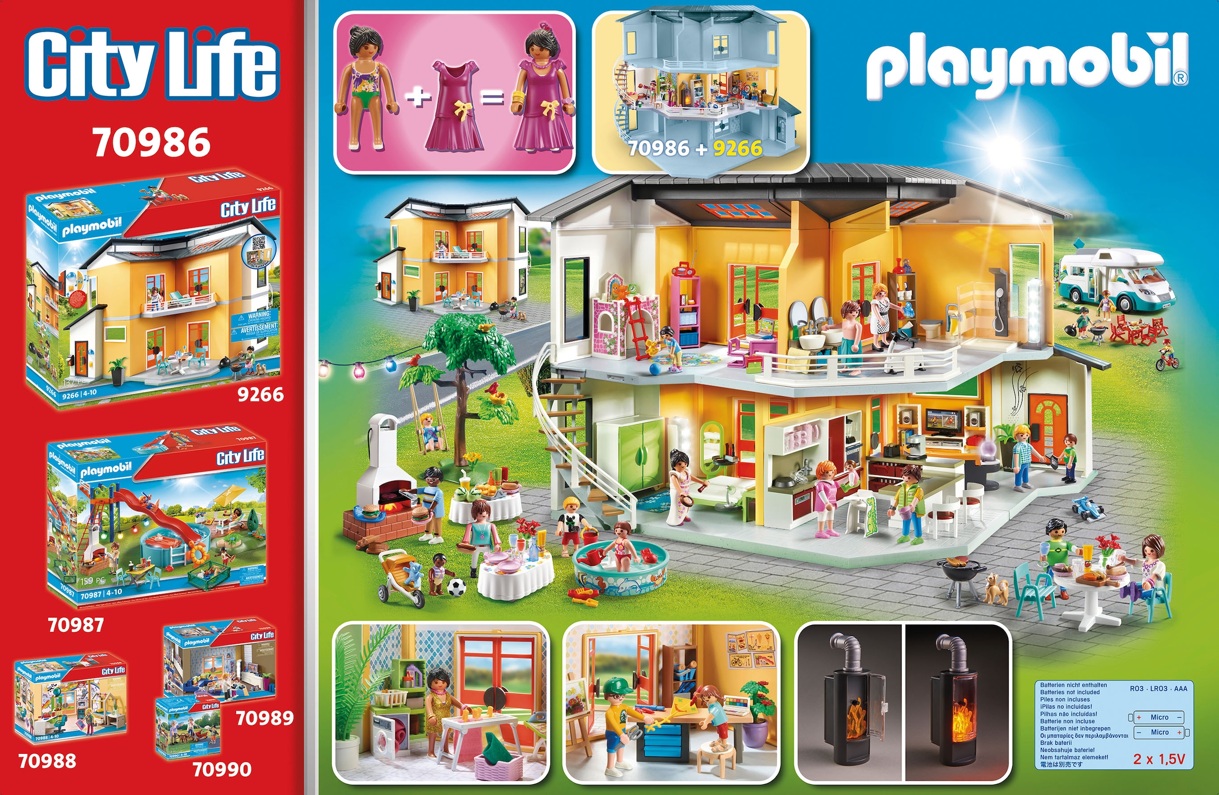 Wohnhaus »Etagenerweiterung (70986), mit (258 St.), Made Playmobil® Germany | Licht, in Life«, Konstruktions-Spielset BAUR City