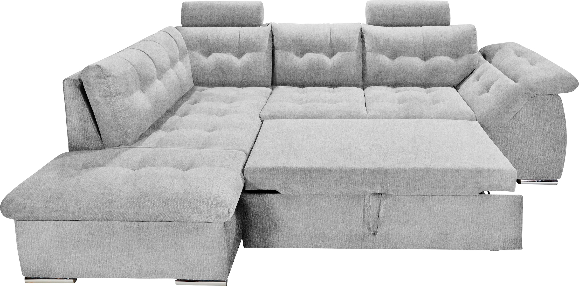 ED EXCITING DESIGN Ecksofa Oman, mit Bettfunktion, Bettkasten, Armteilverstellung und  Kopfstützen