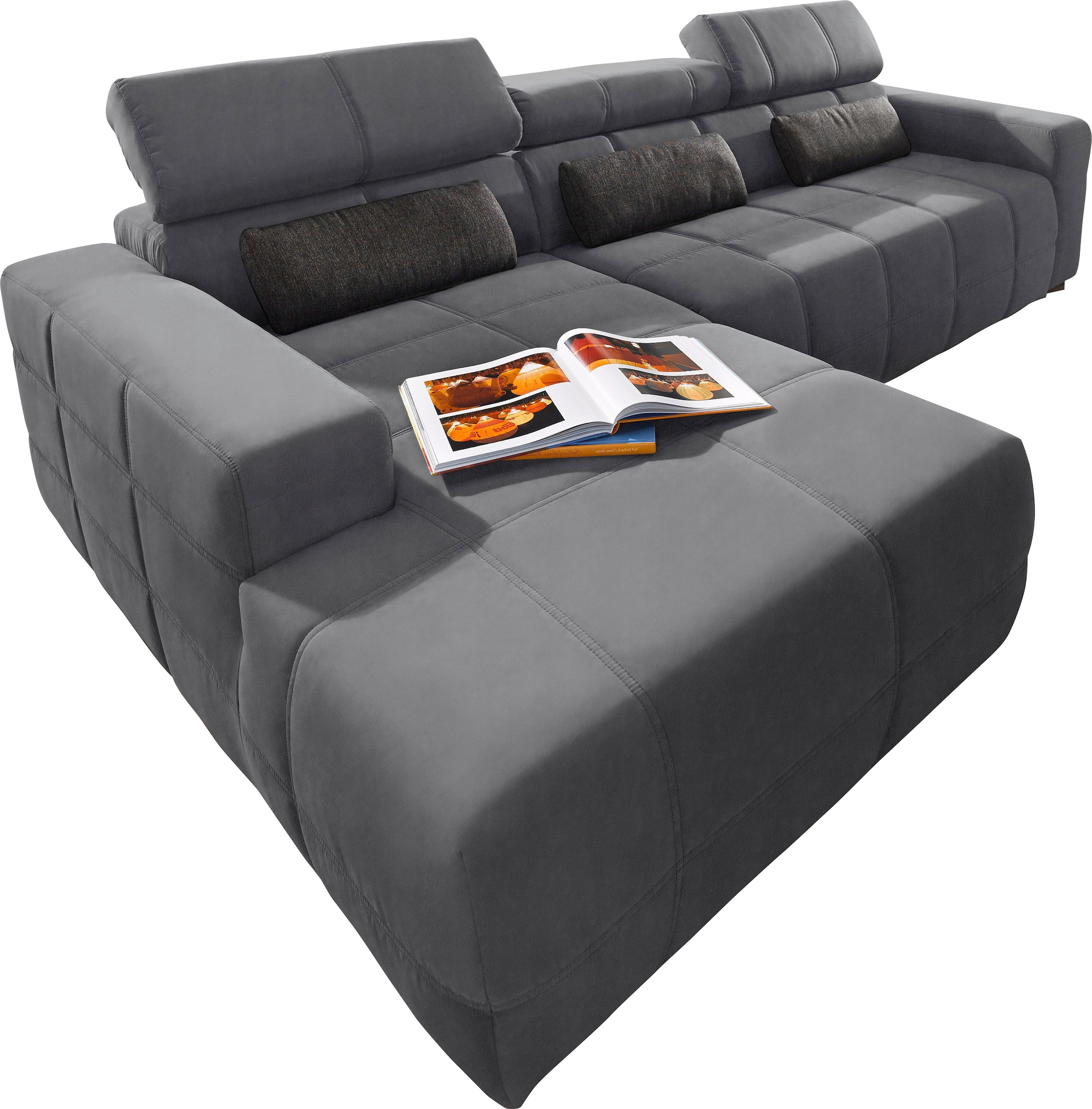 DOMO collection Ecksofa »Brandon große Ausführung B/T/H: 289/177/80 cm, auch in Leder und Cord«, mit Kopfteilverstellung, wahlweise Sitztiefenverstellung, L-Form